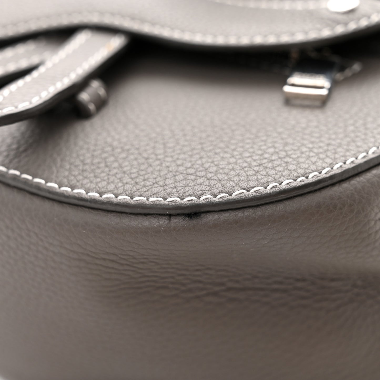 Grained Calfskin Mini Saddle Backpack Grey