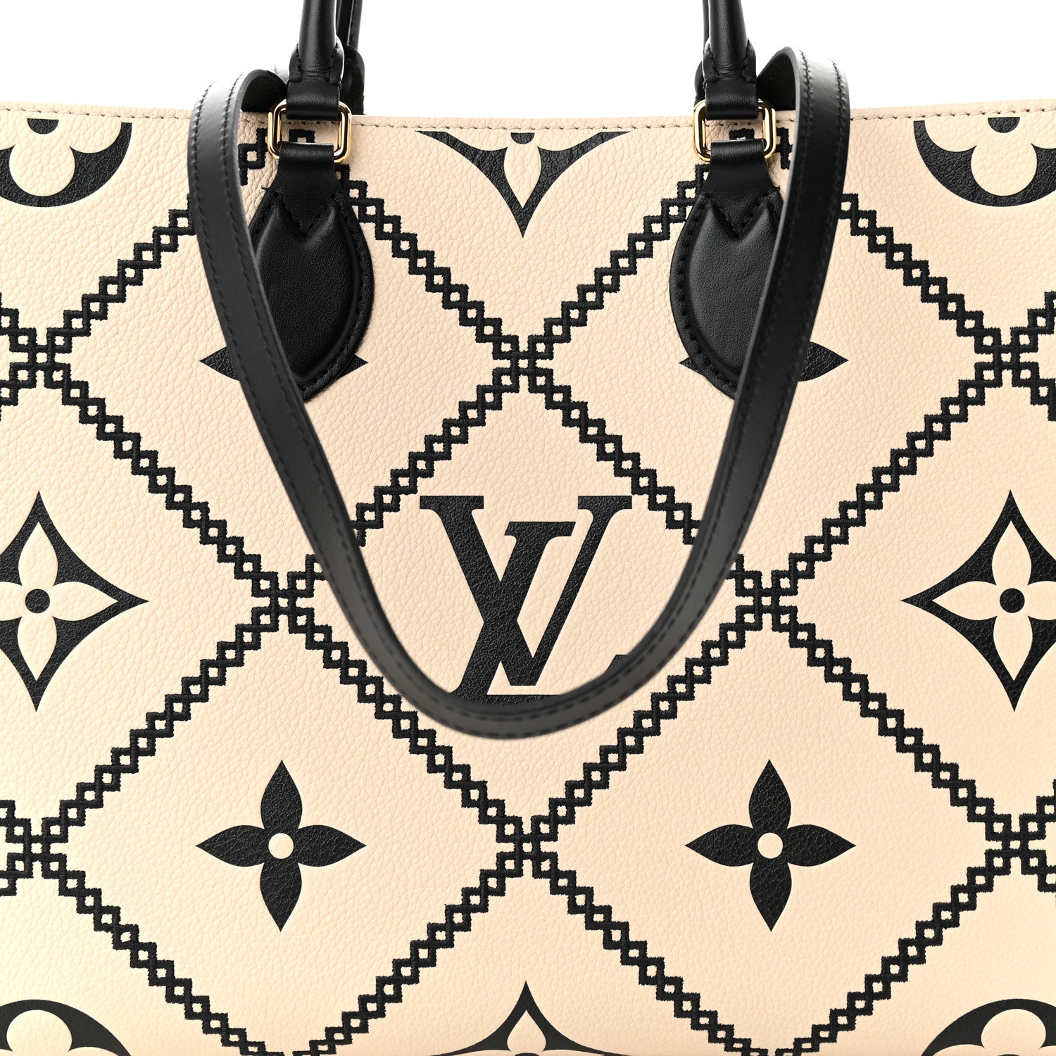 Louis Vuitton Empreinte Monogram Giant Broderies Onthego MM Cream Black 7 of 10