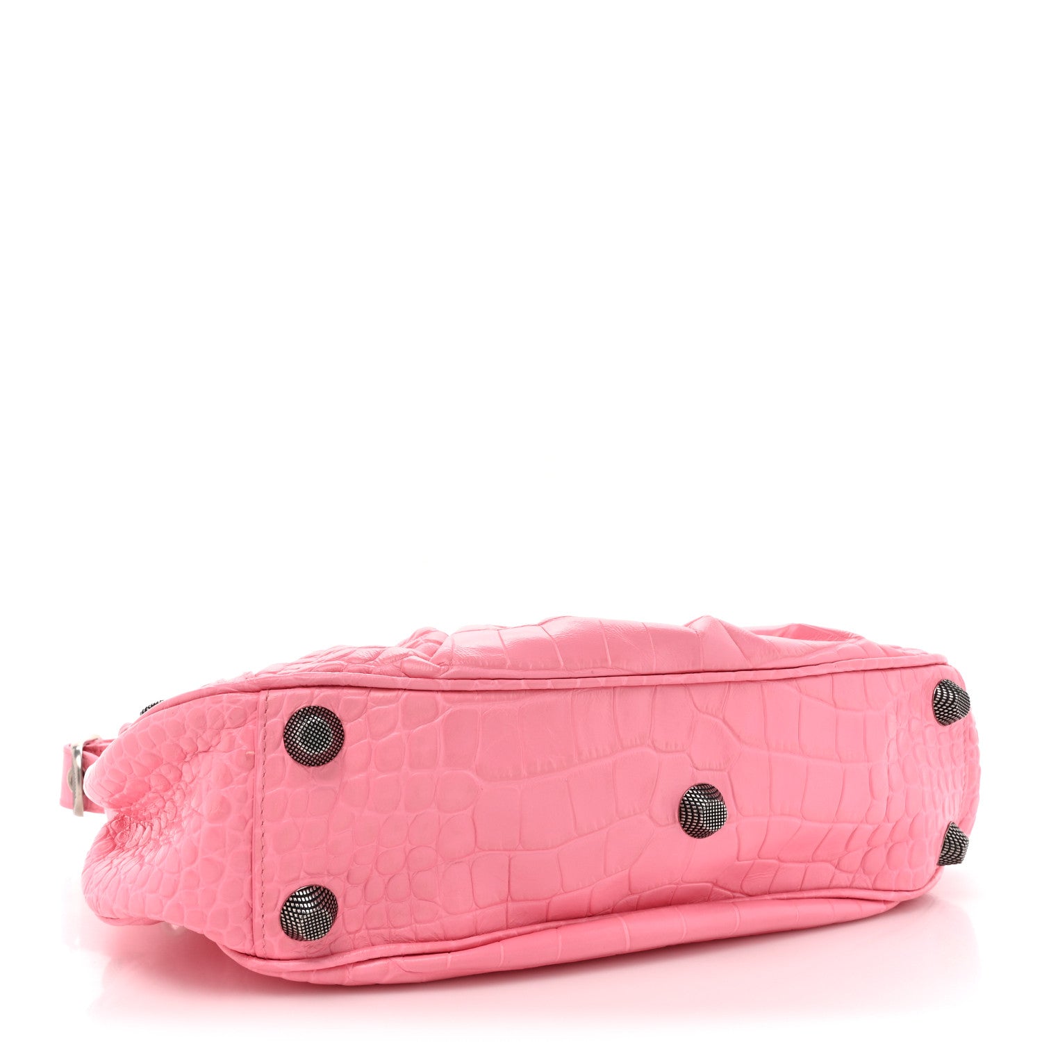 Balenciaga Extra Supple Calfskin Crocodile Embossed Small Le Cagole Shoulder Bag Sweet Pink 4 of 14