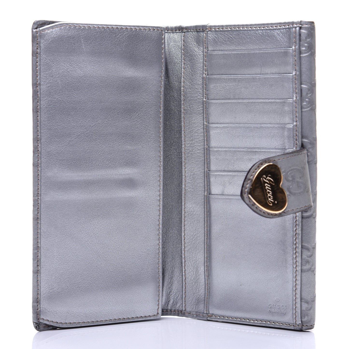 Guccissima Heart Continental Wallet Silver