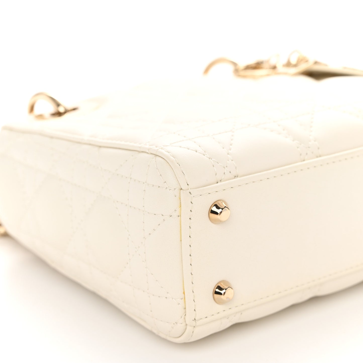 Lambskin Cannage Mini Lady Dior Off White