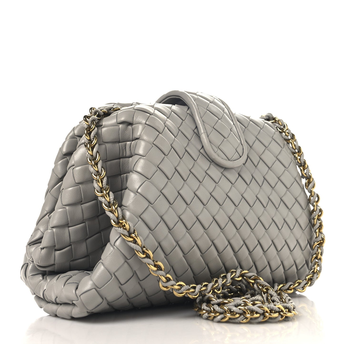 Nappa Intrecciato Small The Lauren 1980 Clutch With Chain Sterling