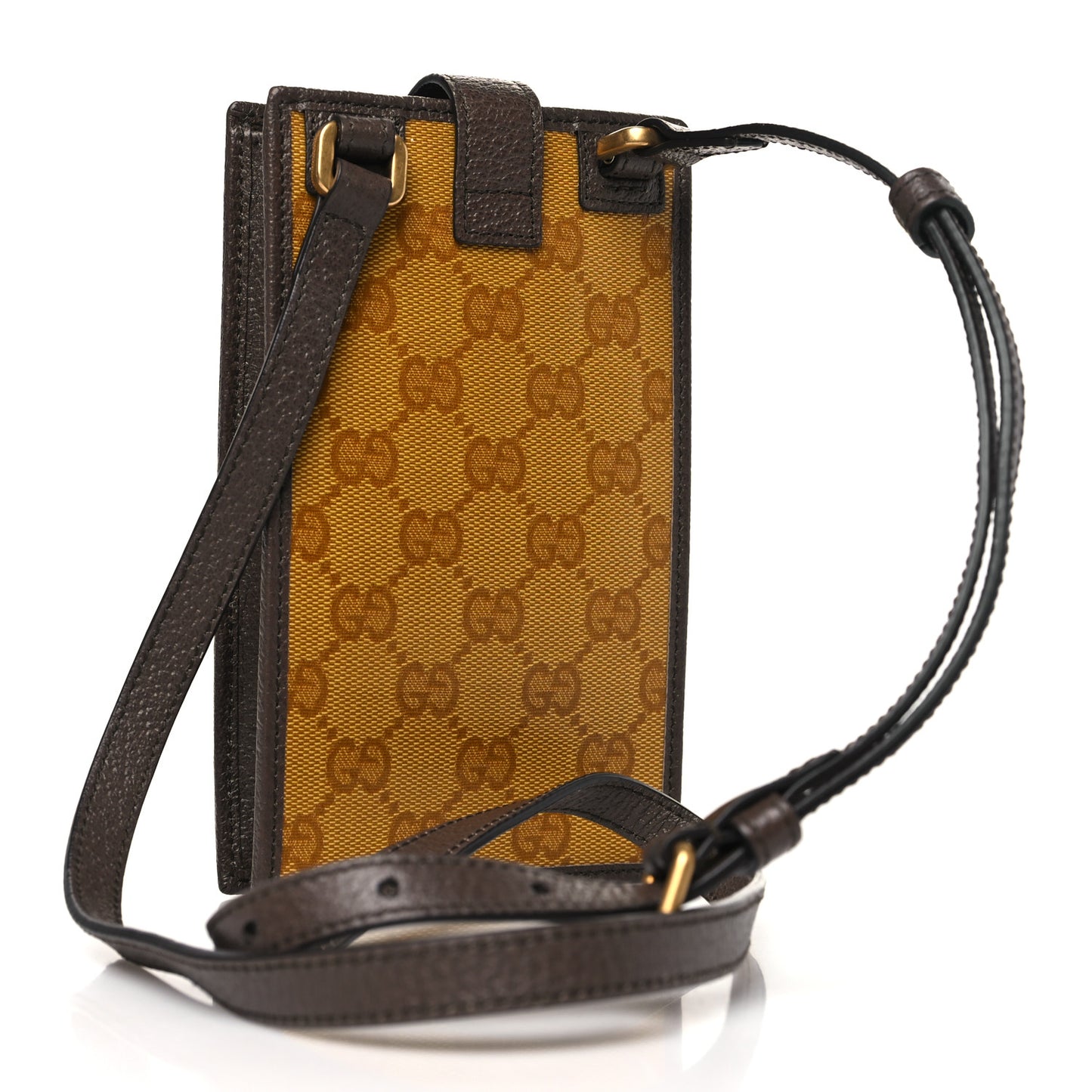 X ADIDAS Crystal Vintage Monogram Textured Dollar Calfskin Trefoil Logo Phone Crossbody Bag Mid Natural Nut Off White New Acero