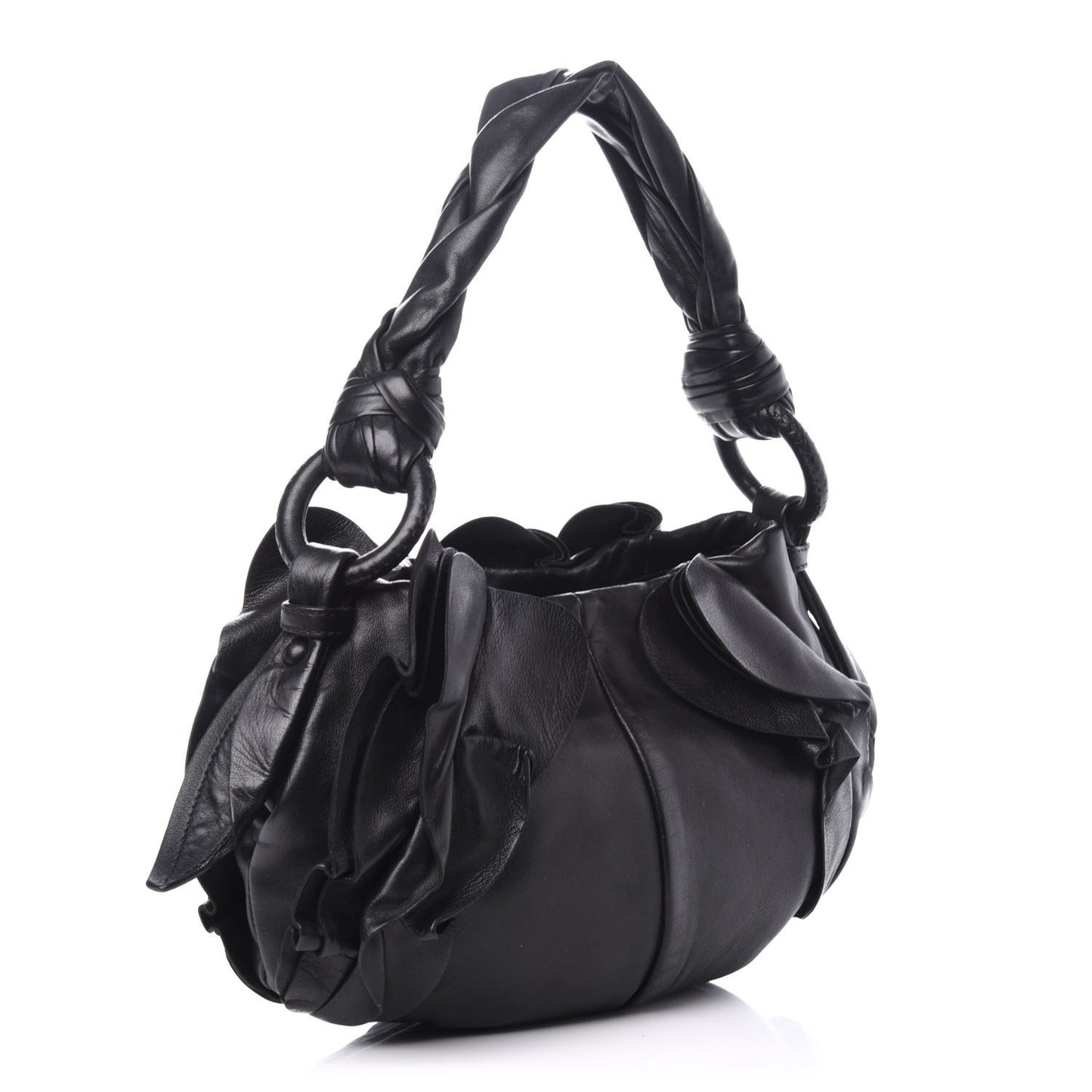 Nappa Mordore Ruffle Shoulder Bag Black