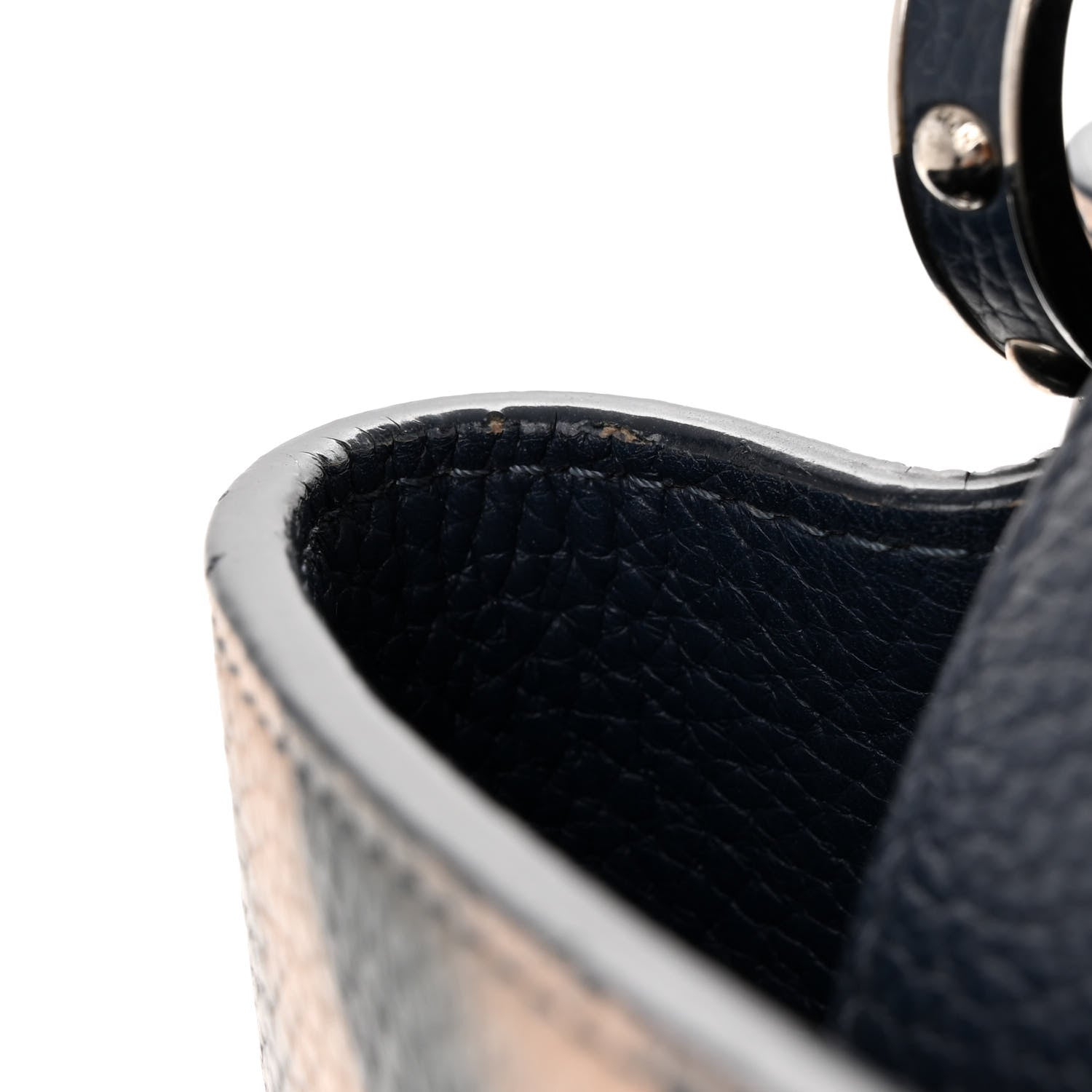 Louis Vuitton Taurillon Chevron Capucines PM Navy 10 of 12