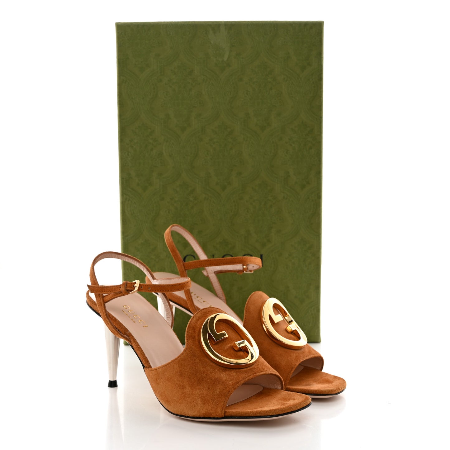 Suede Blondie 85mm Slingback Sandals 34.5 Cognac