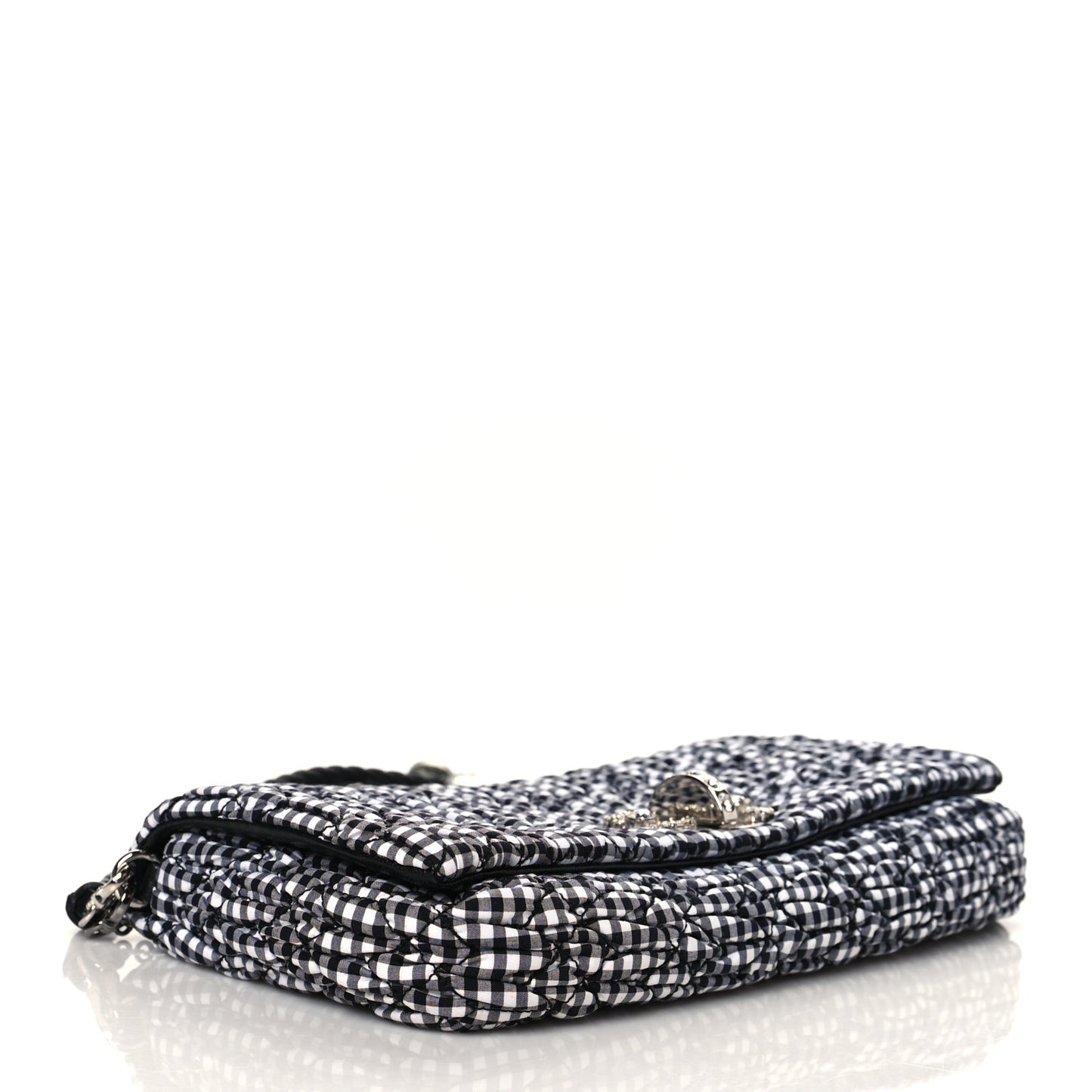 Nappa Matelasse Crystal Flap Clutch Black White
