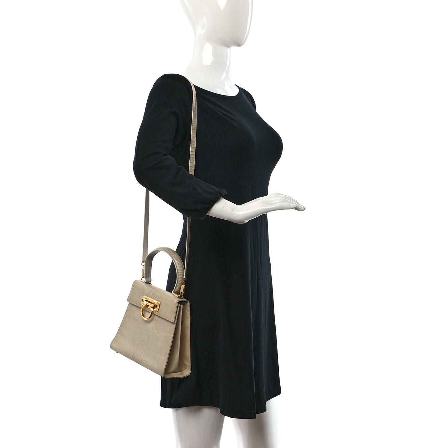 Lizard Iconic Small Top Handle Bag Biege