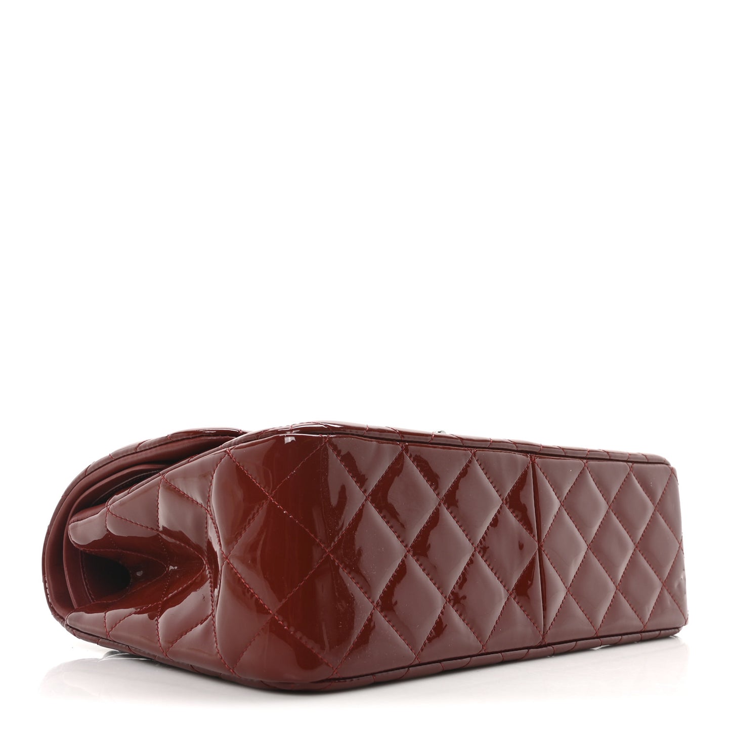 Patent Quilted Jumbo Double Flap Dark Red