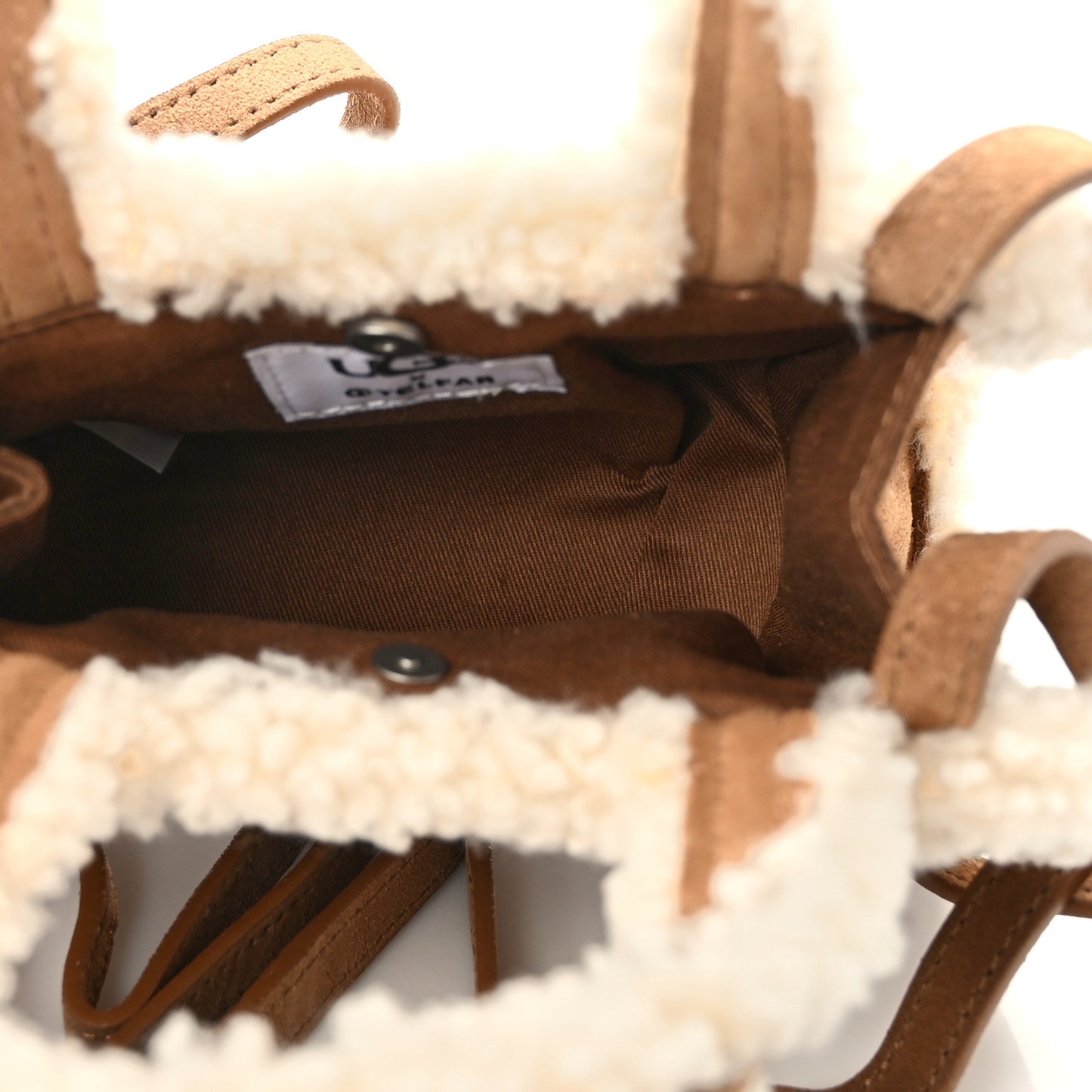 X UGG Suede shearling Small Shopping Bag Chestnut