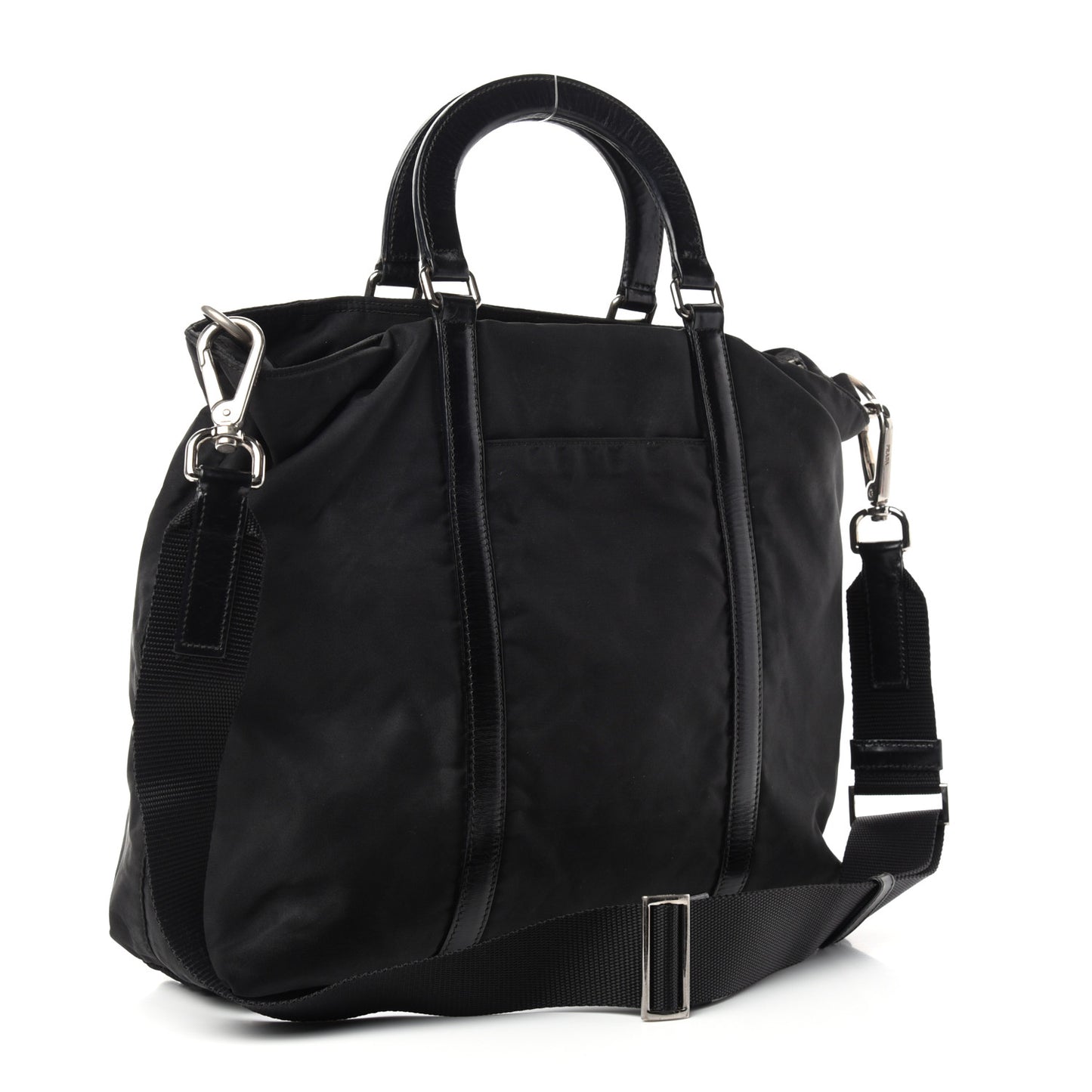 Tessuto Nylon Calfskin Tote Black