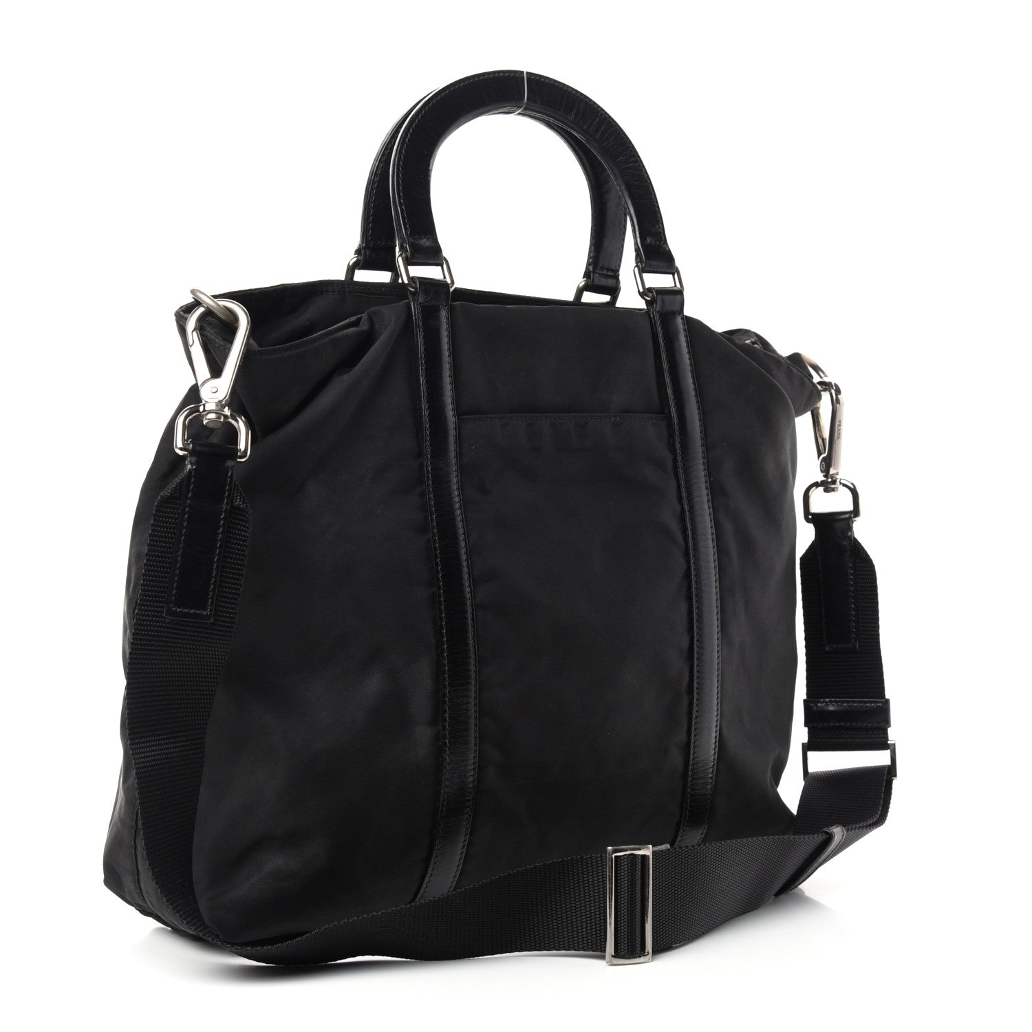 Prada Tessuto Nylon Calfskin Tote Black 3 of 9