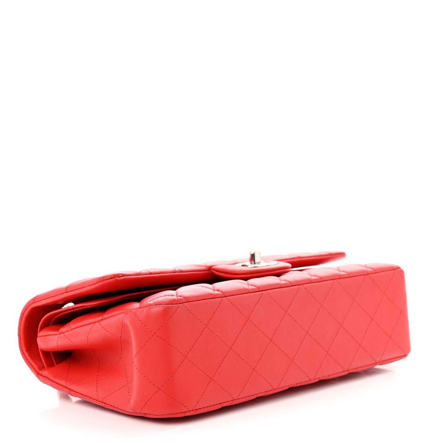 Lambskin Quilted Medium Double Flap Red