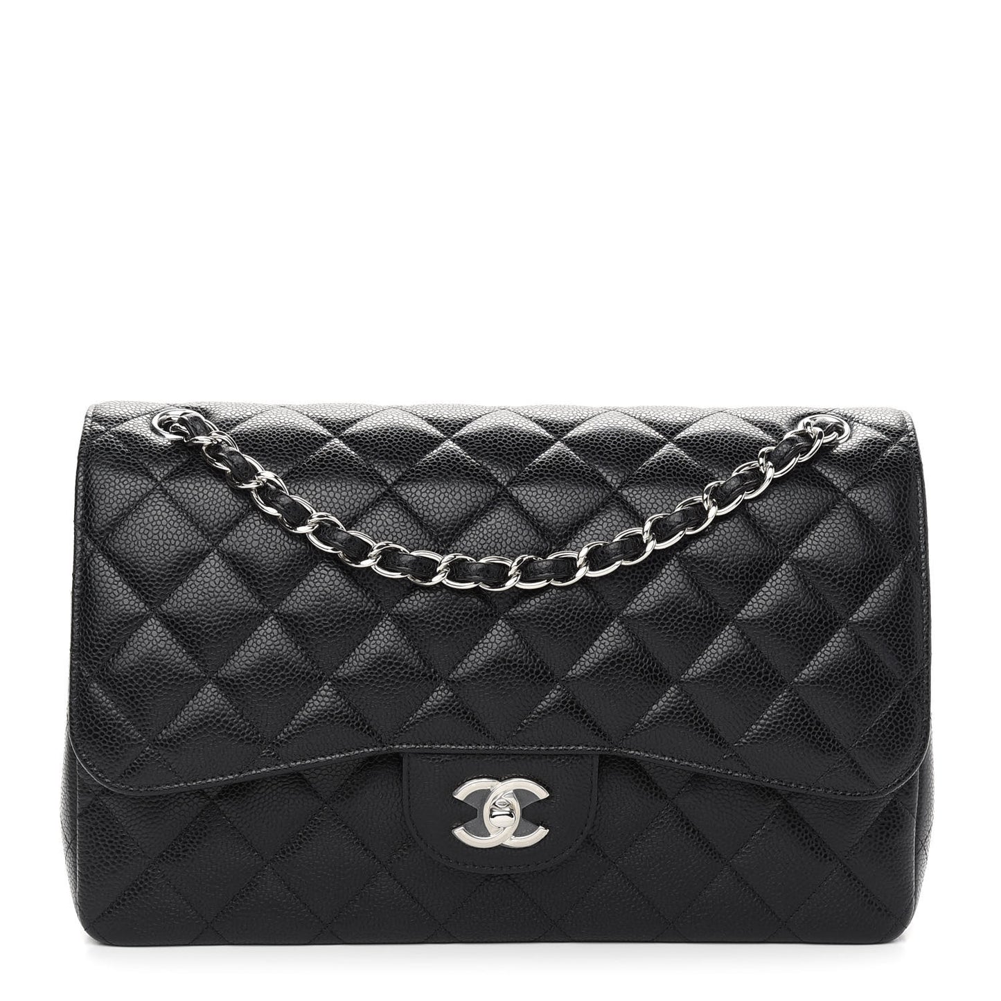 Caviar Quilted Jumbo Double Flap Black