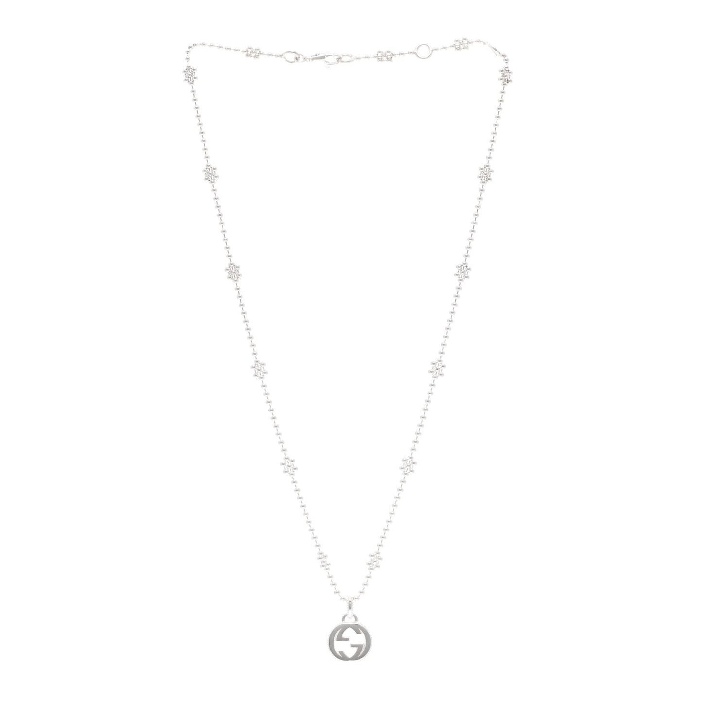 Sterling Silver Interlocking G Beaded Cluster Pendant Necklace