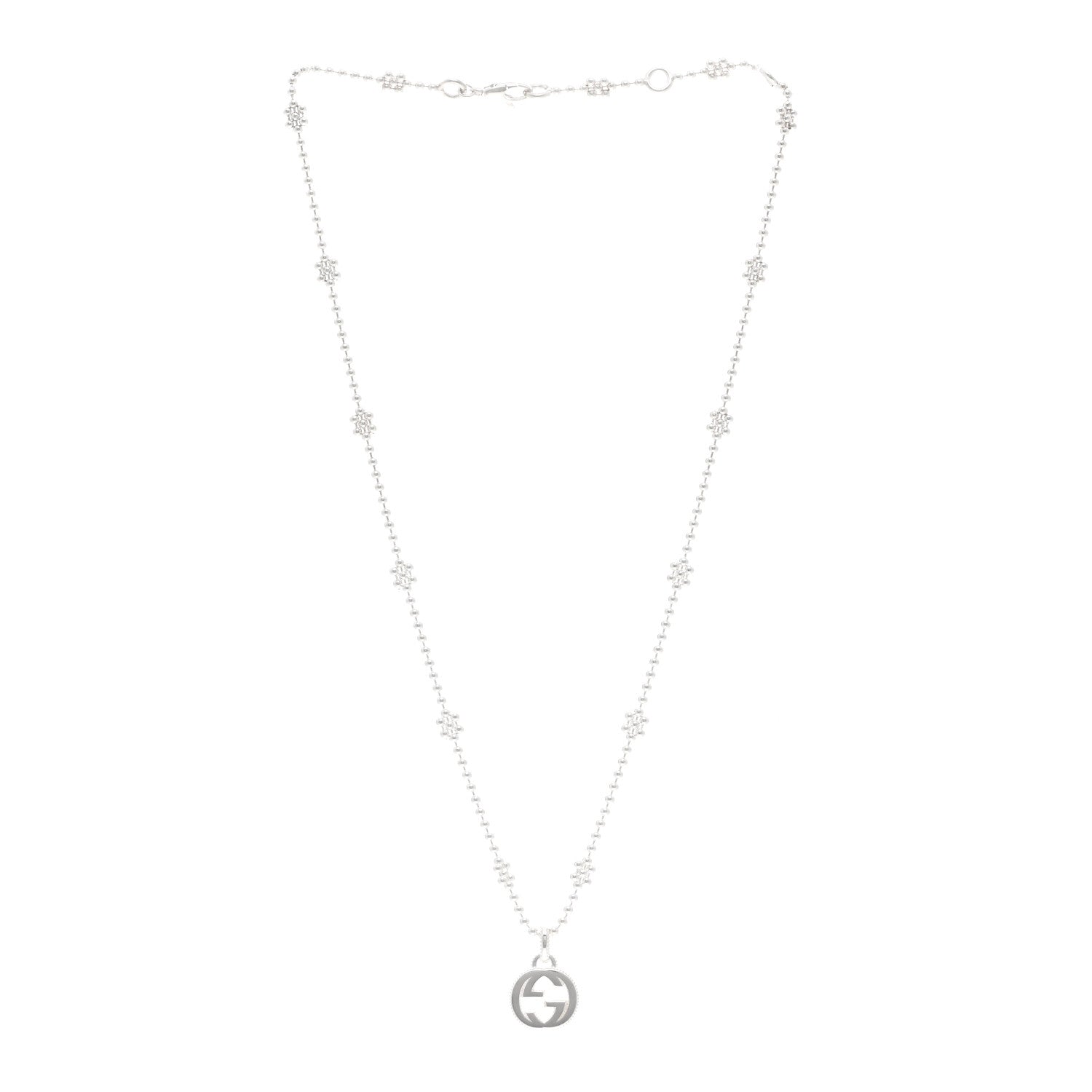 Gucci Sterling Silver Interlocking G Beaded Cluster Pendant Necklace 3 of 4