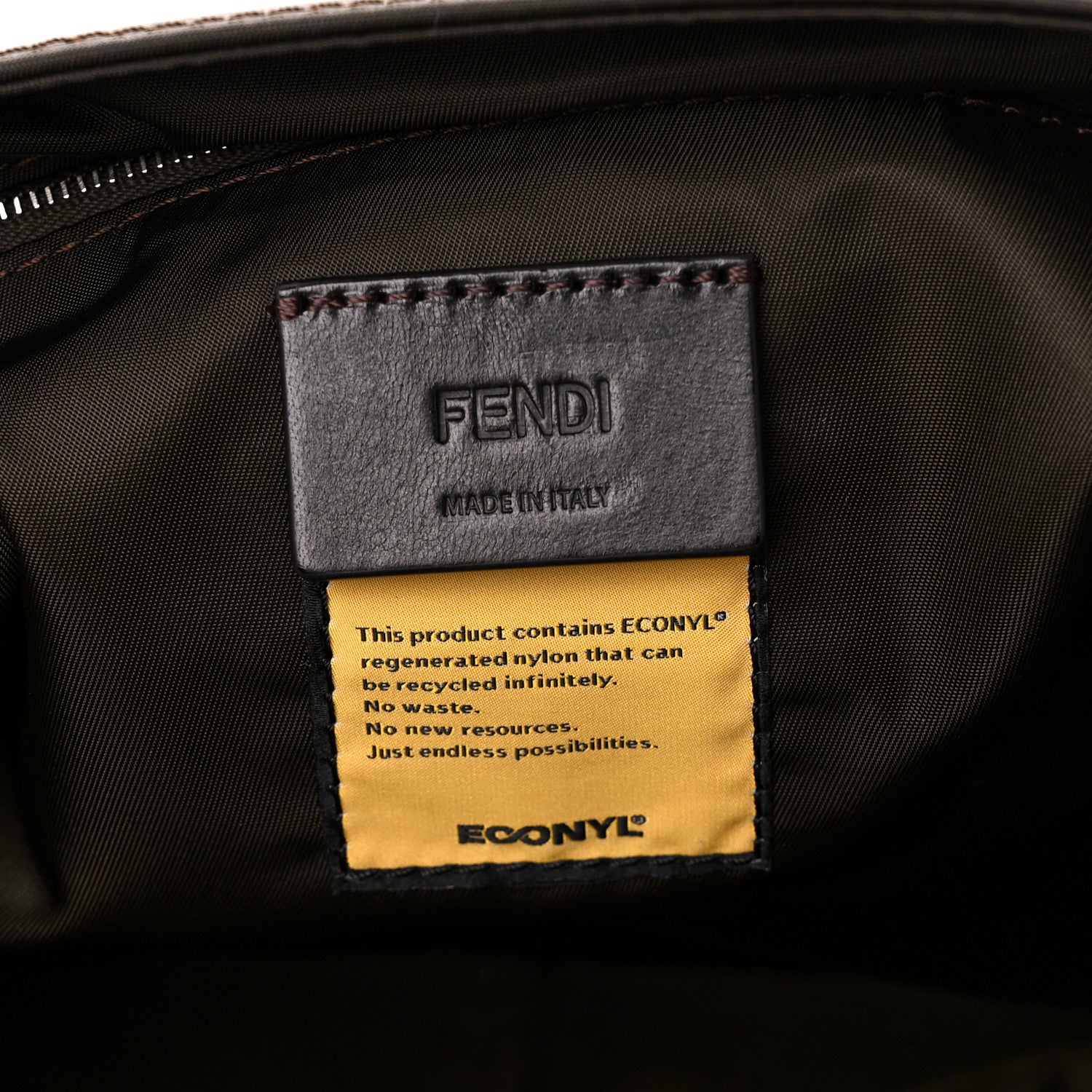 Fendi Econyl Nylon Cuoio Romano Monochrome Large Baguette Messenger Bag Ebano 7 of 12