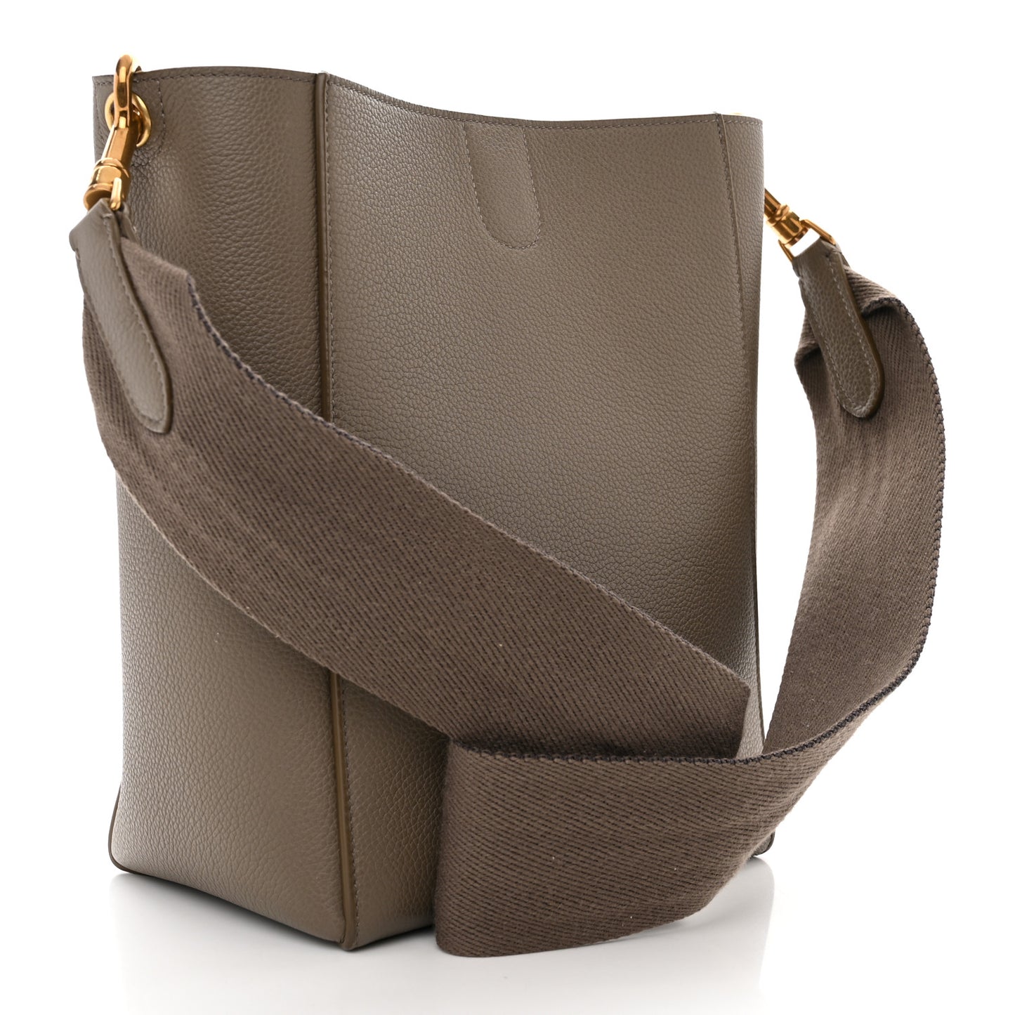 Soft Grained Calfskin Small Sangle Bucket Bag Taupe