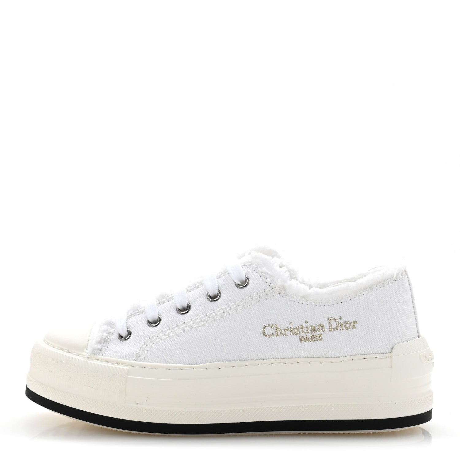 Christian Dior Frayed Canvas Embroidered Logo Walk'N'Dior Low Top