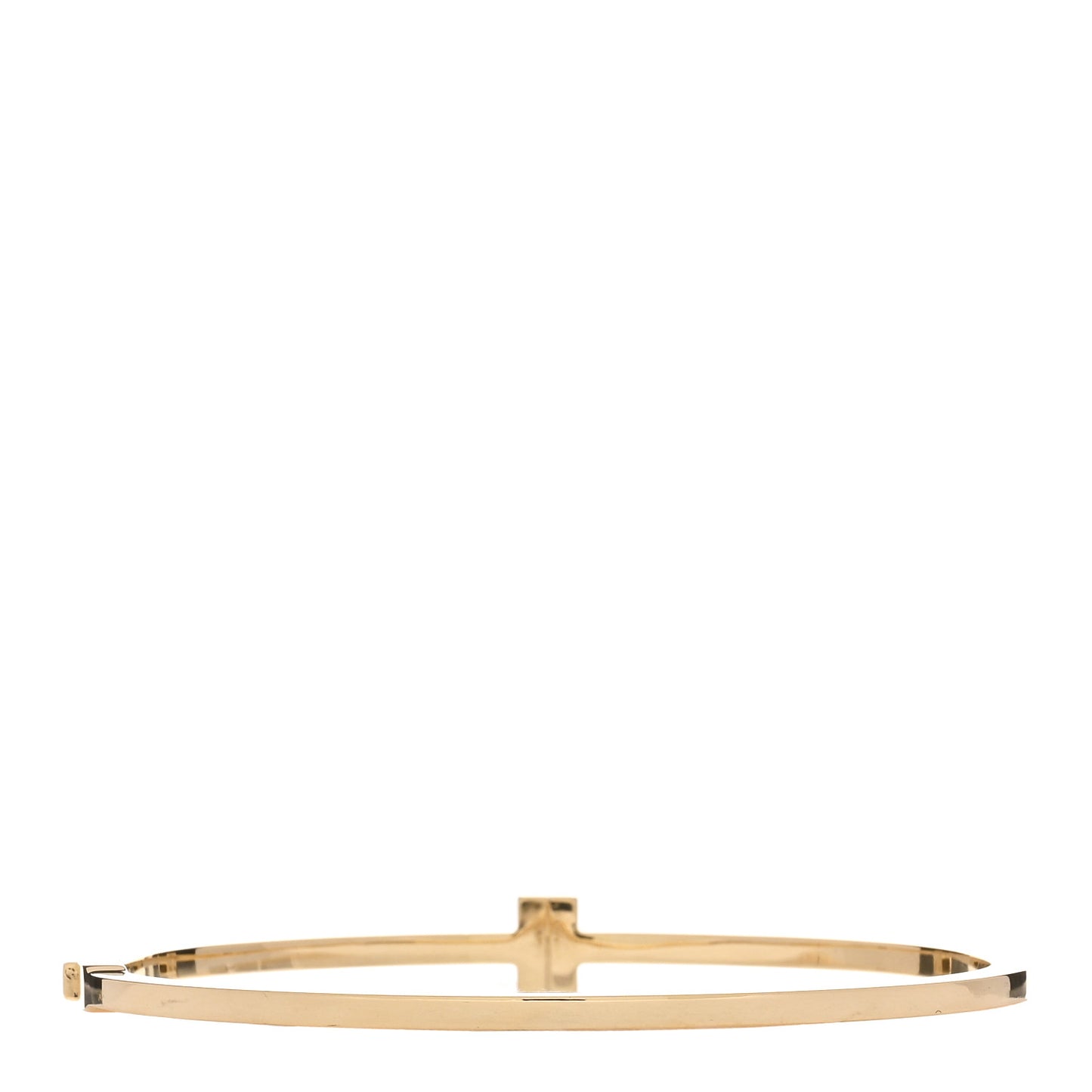 18K Yellow Gold Diamond T Hinged Wire Bangle Bracelet
