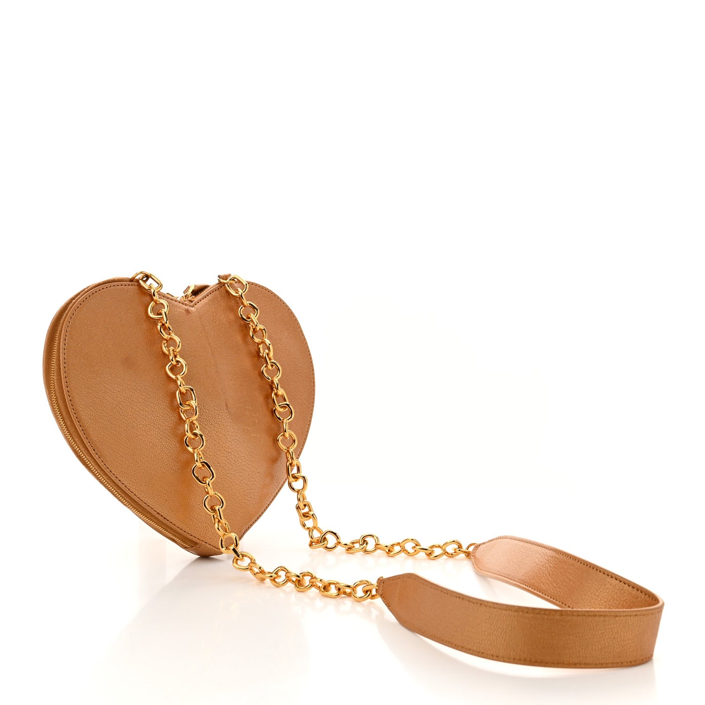 Metallic Goatskin Le Coeur Chain Bag Cuivre