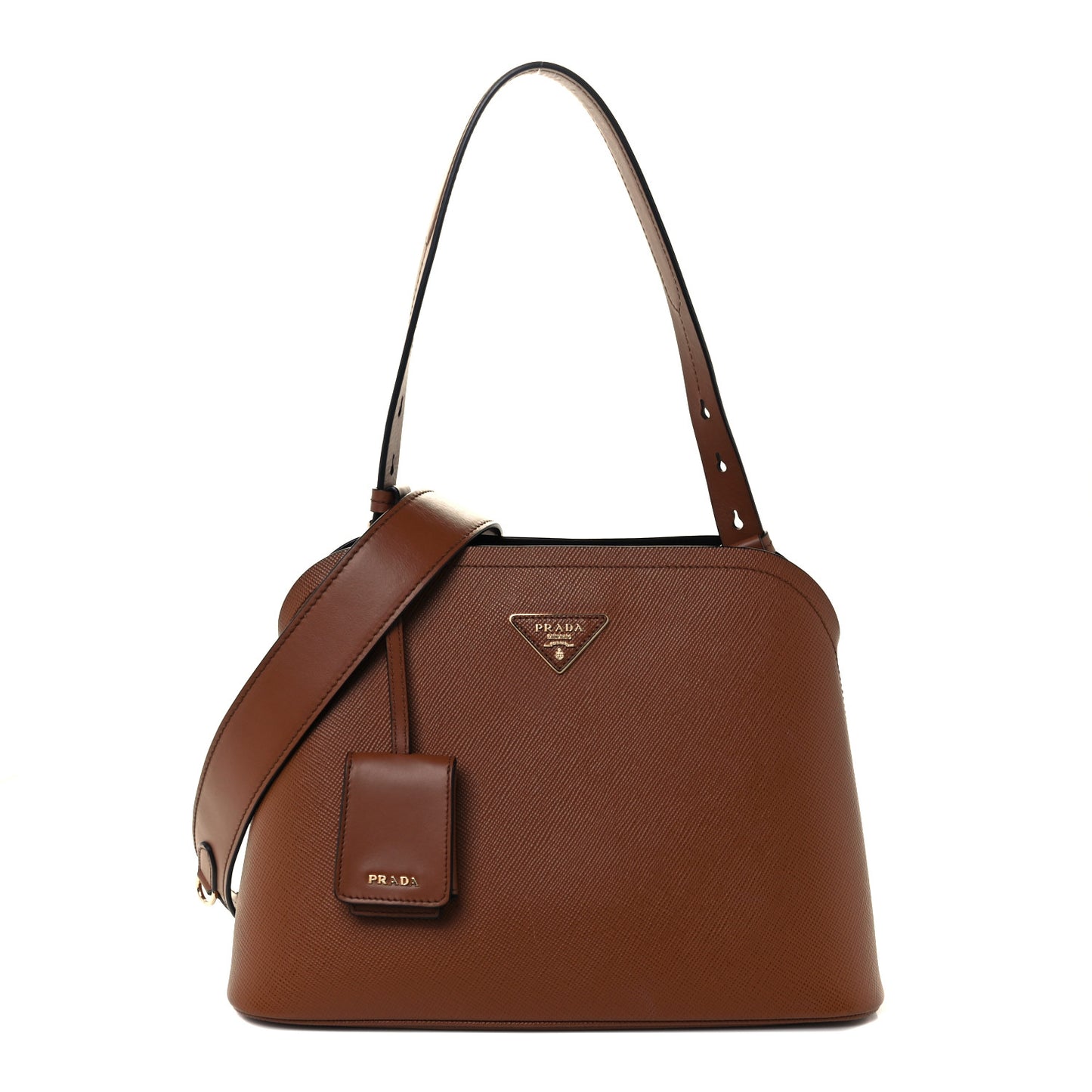Saffiano Cuir Calfskin Matinee Tote Cognac Black
