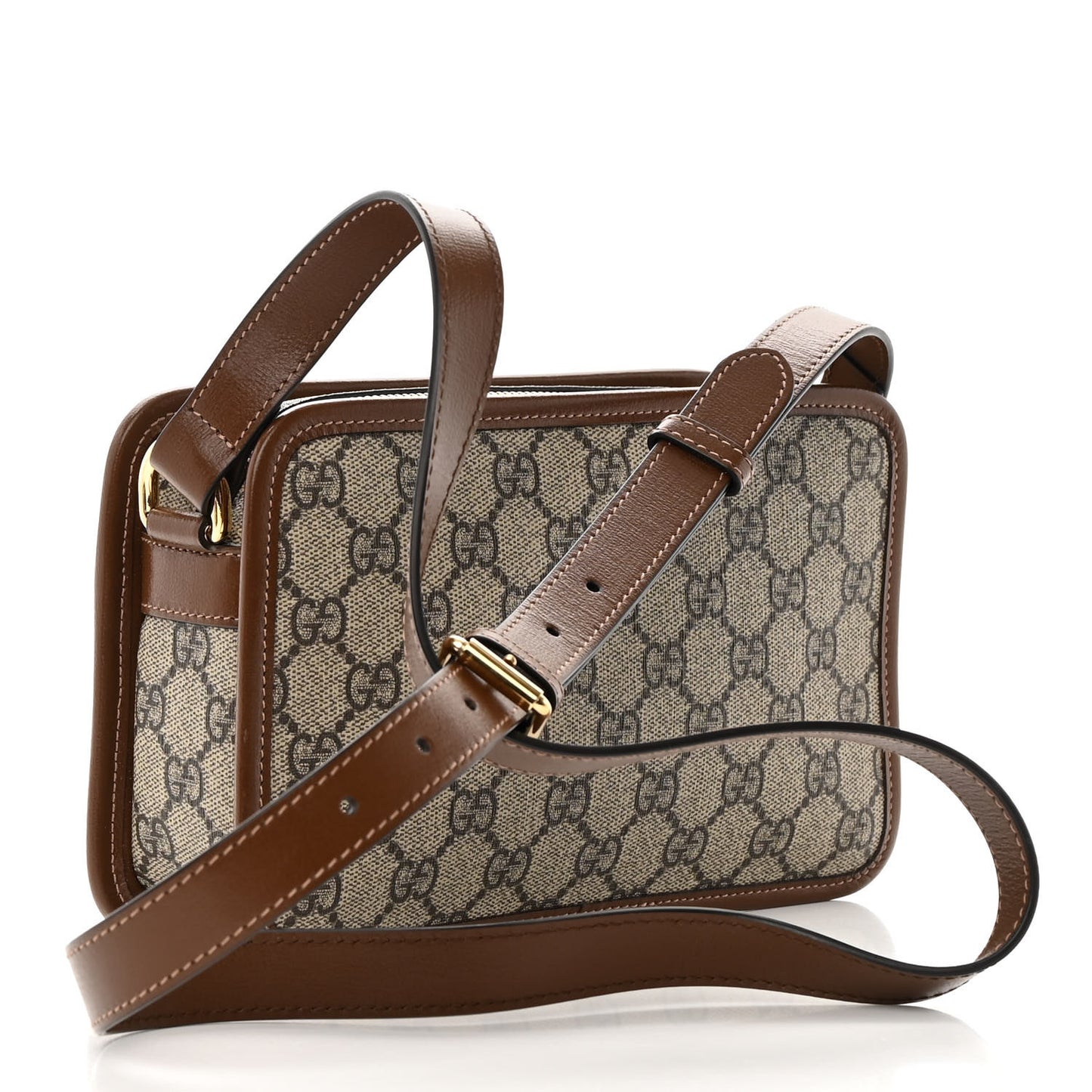 GG Supreme Monogram Azalea Calfskin Mini Retro Interlocking G Shoulder Bag Beige Ebony Brown Sugar
