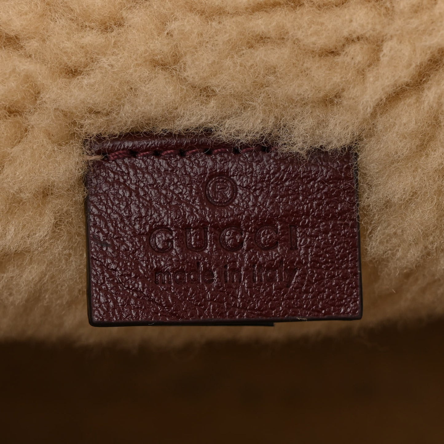 Azalea Calfskin Matelasse Diagonal Shearling Medium GG Marmont Shoulder Tote Bordeaux Sand Desert