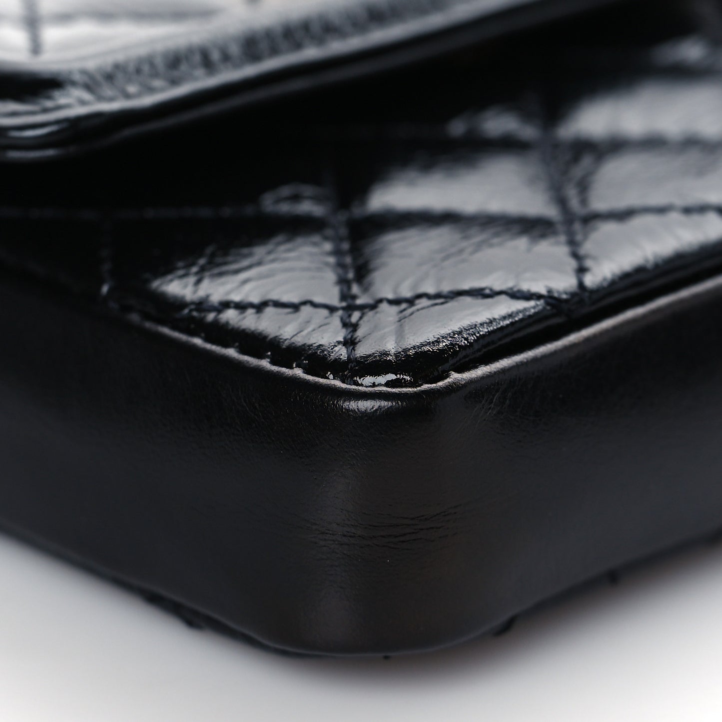 Shiny Aged Calfskin Quilted Waist Belt Bag Black