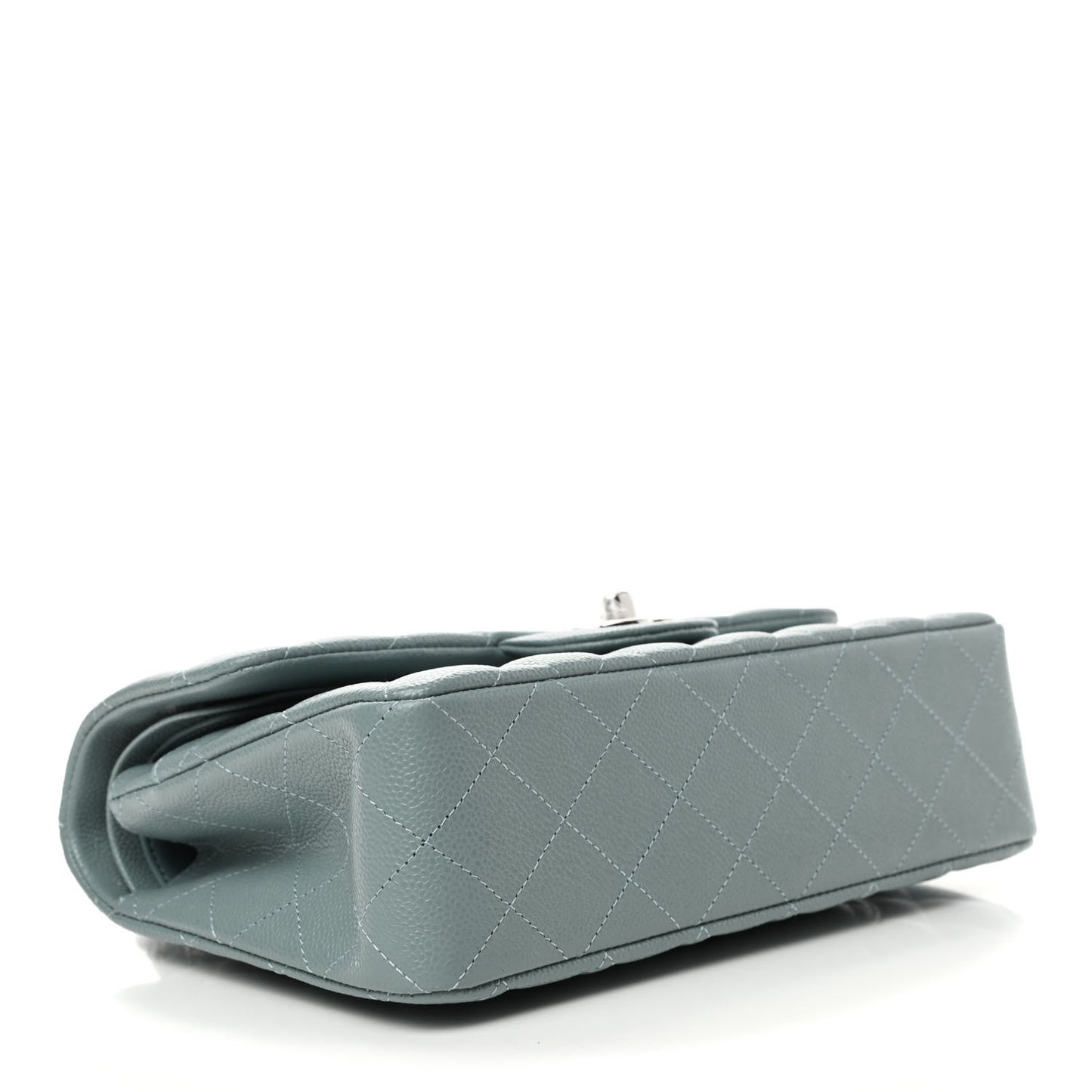 Caviar Quilted Small Double Flap Light Blue