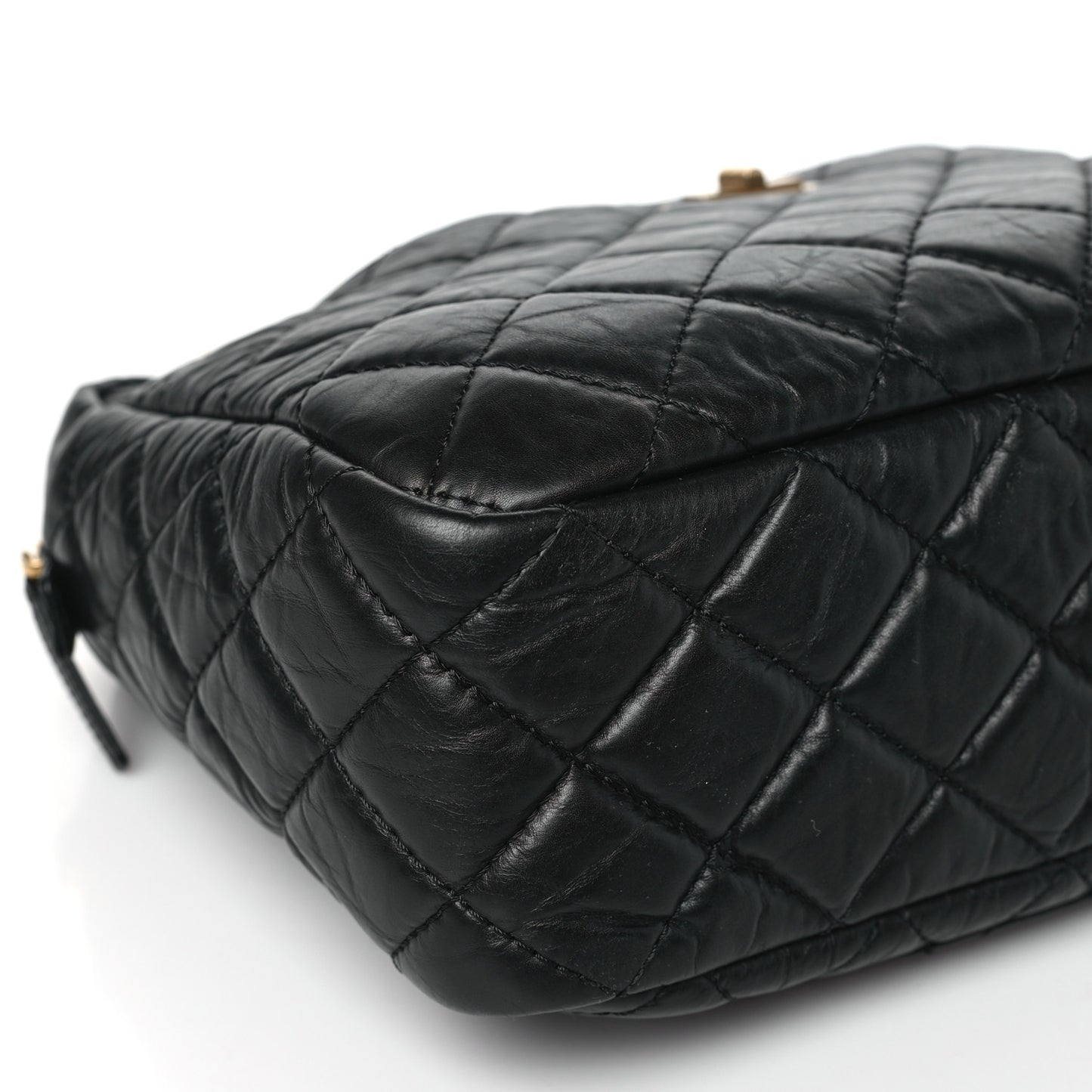 Aged Calfskin Quilted Large Reissue Camera Case Black