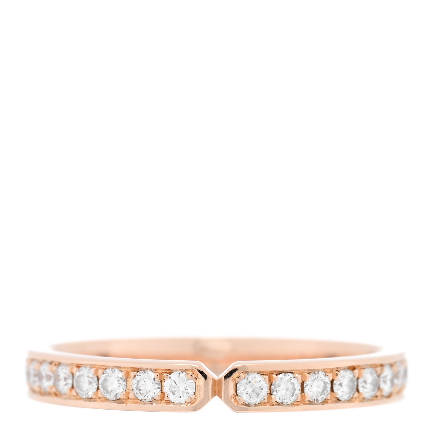 Hermes 18K Rose Gold Diamond PM Ever Kelly Wedding Band Ring 50 5.25 1 of 5