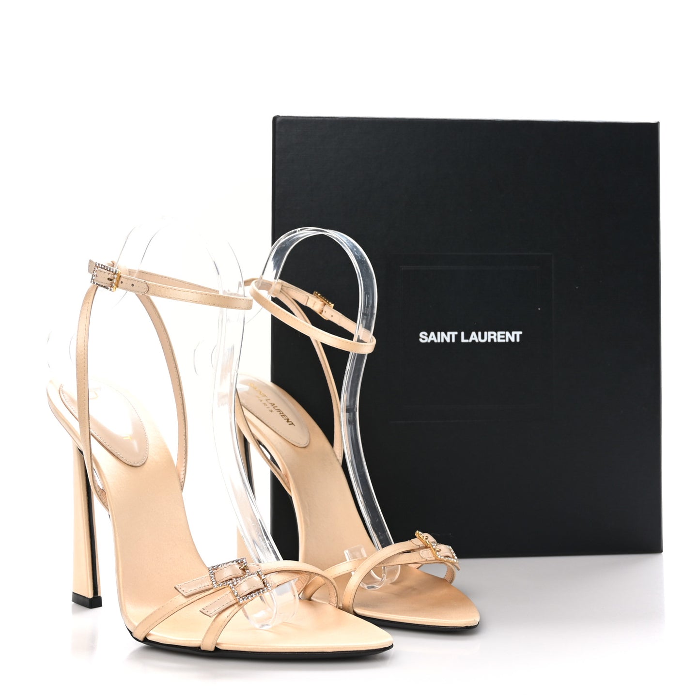Crepe Satin Crystal New Nuit 110 Sandals 39.5 Soft Nude