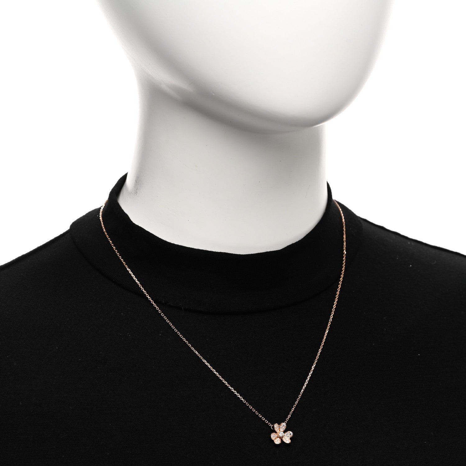 Van Cleef & Arpels 18K Rose Gold Diamond Mini Frivole Pendant Necklace 2 of 5