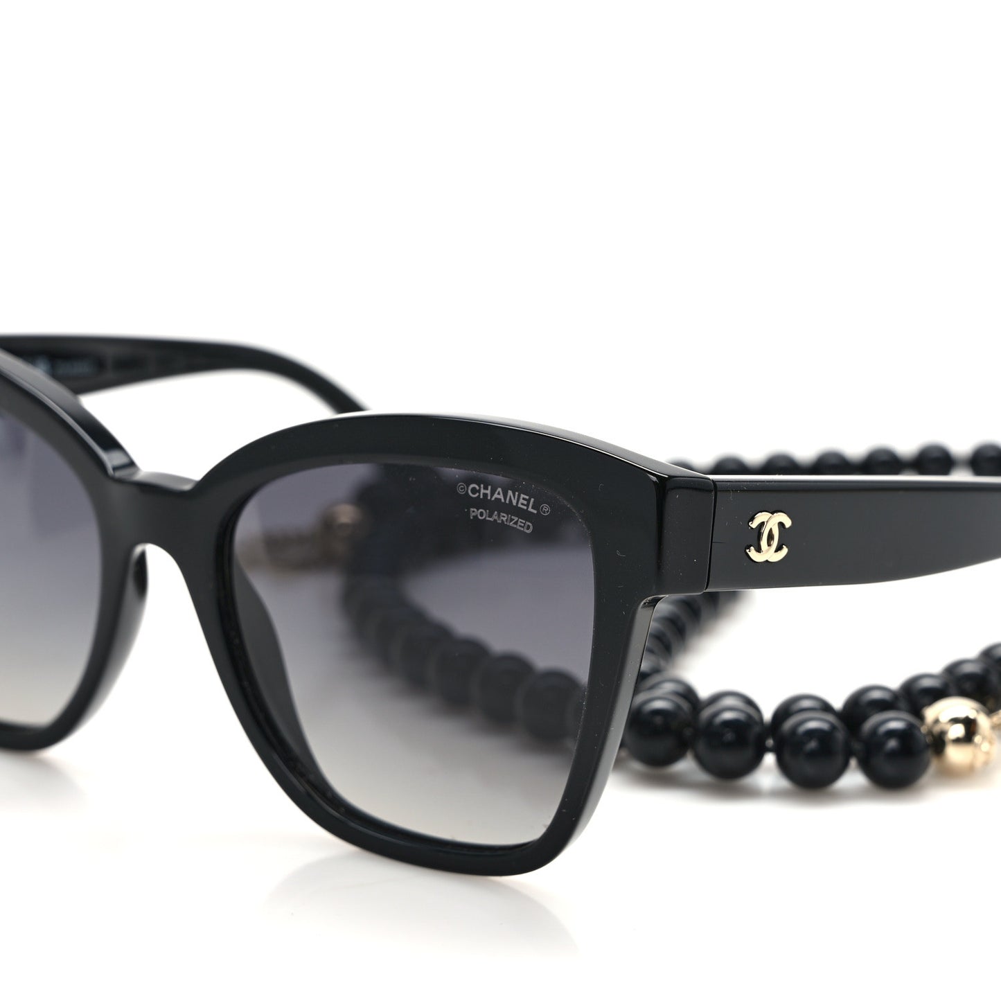 Acetate Chain Square Sunglasses 5487-A Black