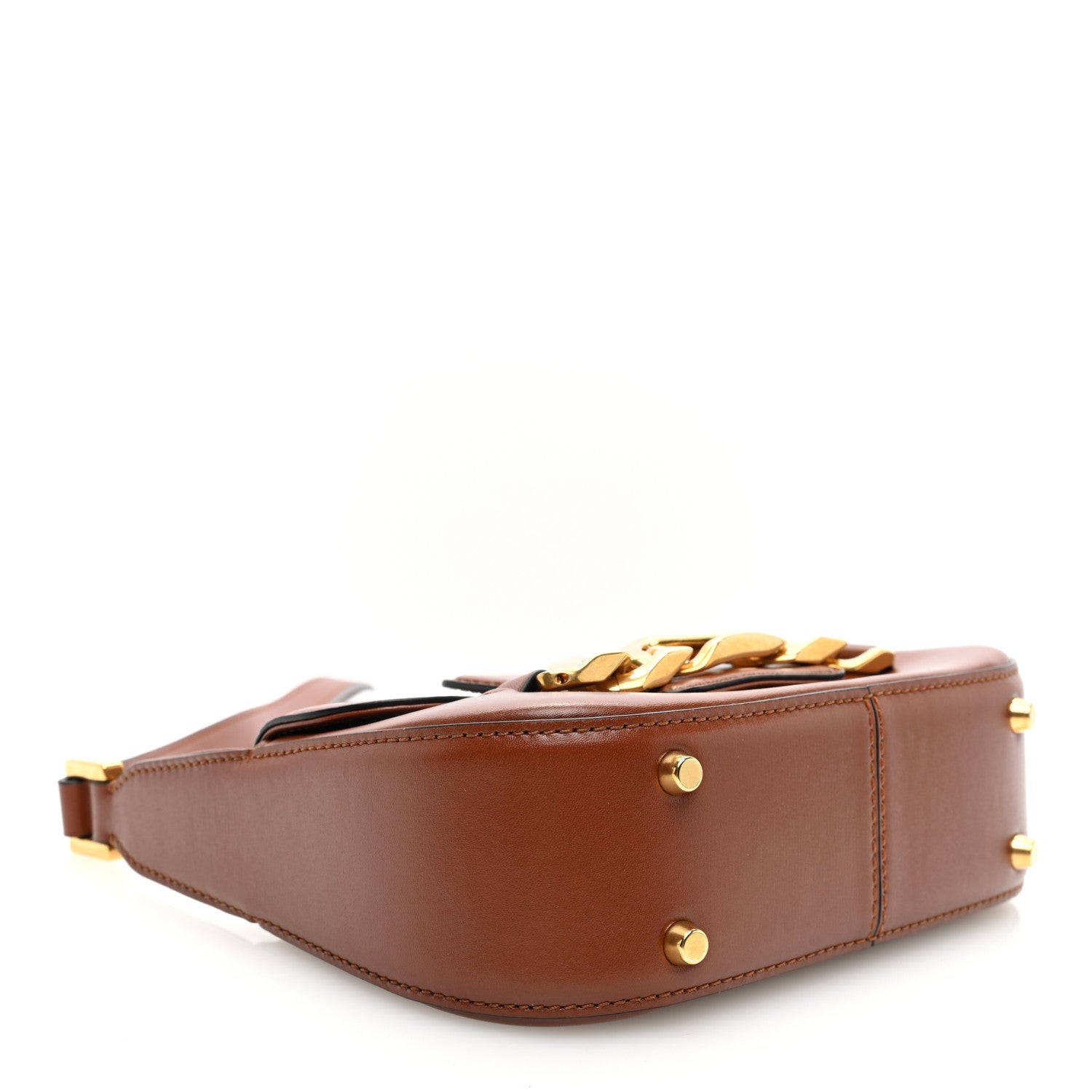 Valentino Garavani Calfskin Small Vlogo Chain Shoulder Bag Saddle Brown 4 of 9