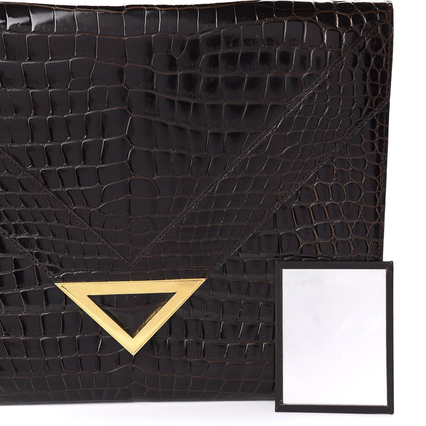 Crocodile Envelope Clutch Brown
