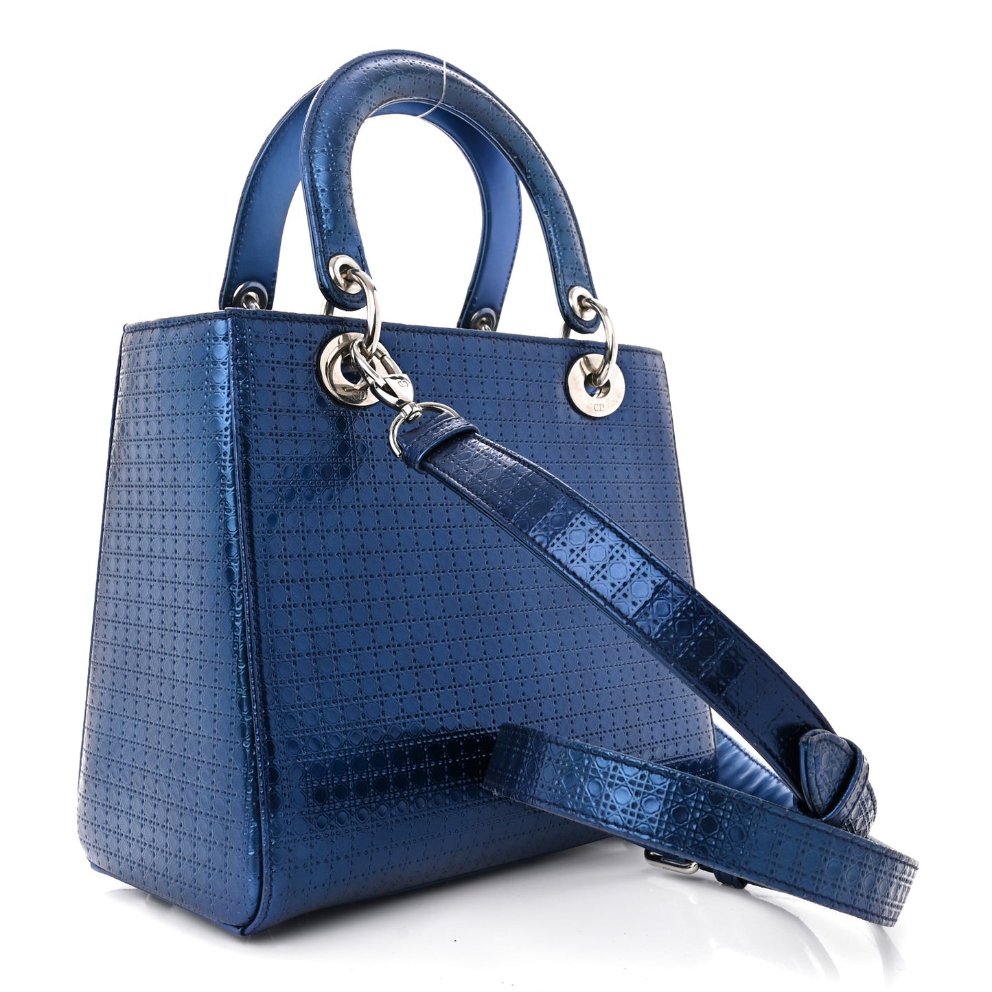 Metallic Patent Micro-Cannage Medium Lady Dior Blue