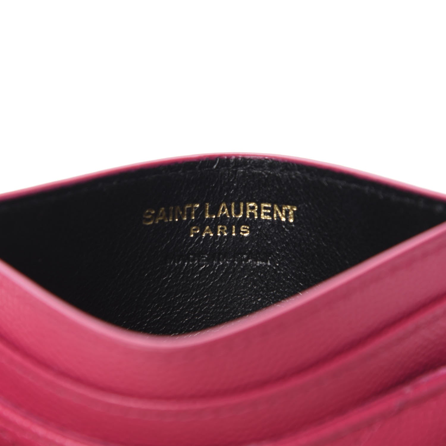 Saint Laurent Grain De Poudre Matelasse Chevron Monogram Credit Card Case Fresh Fuxia 8 of 9