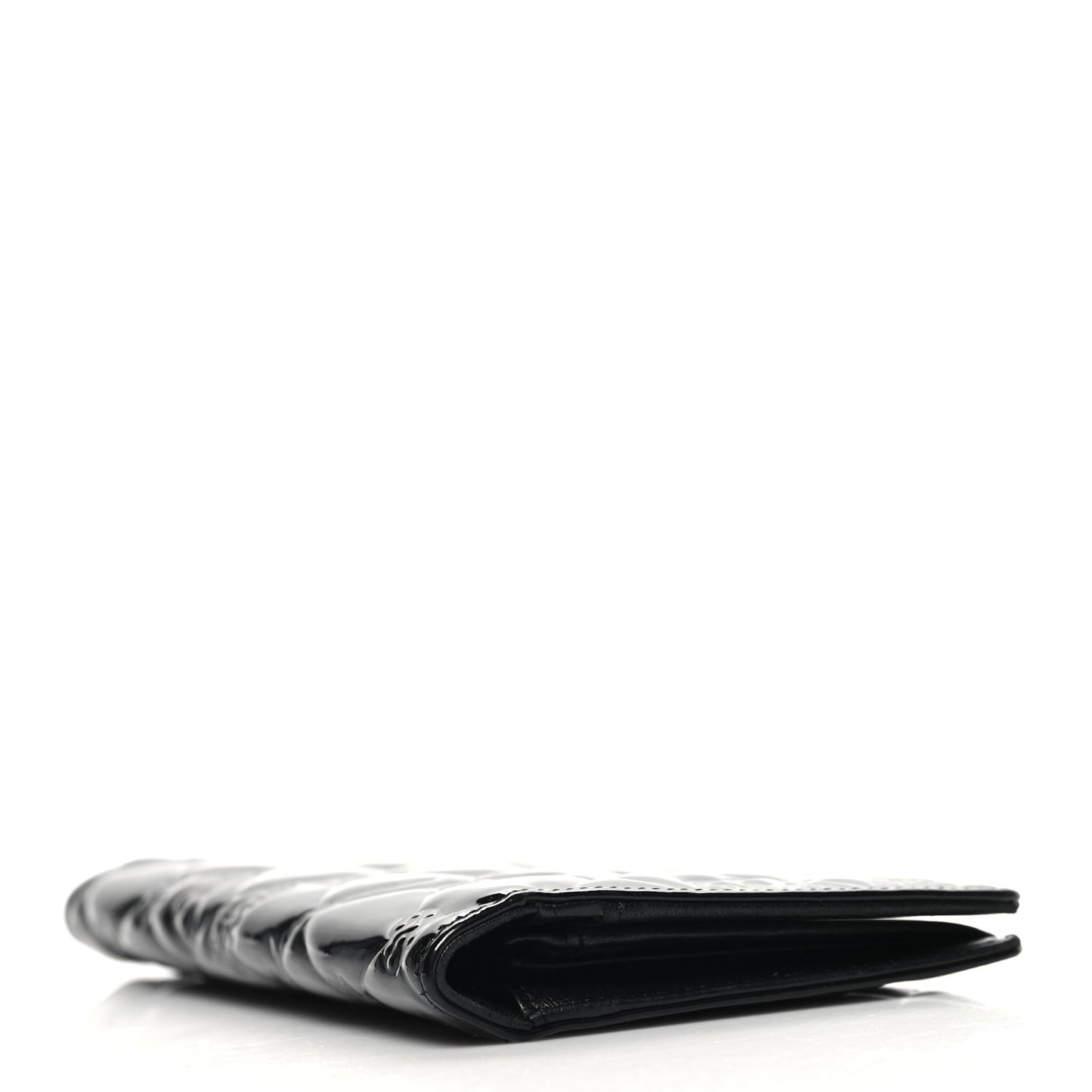 Patent Calfskin Lucky Symbols Yen Wallet Black