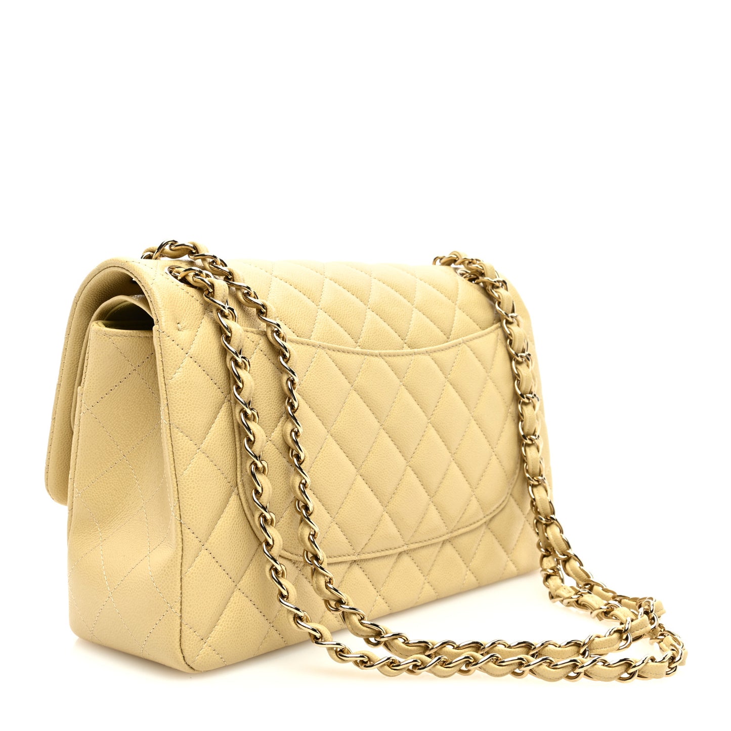 Caviar Quilted Jumbo Double Flap Light Green