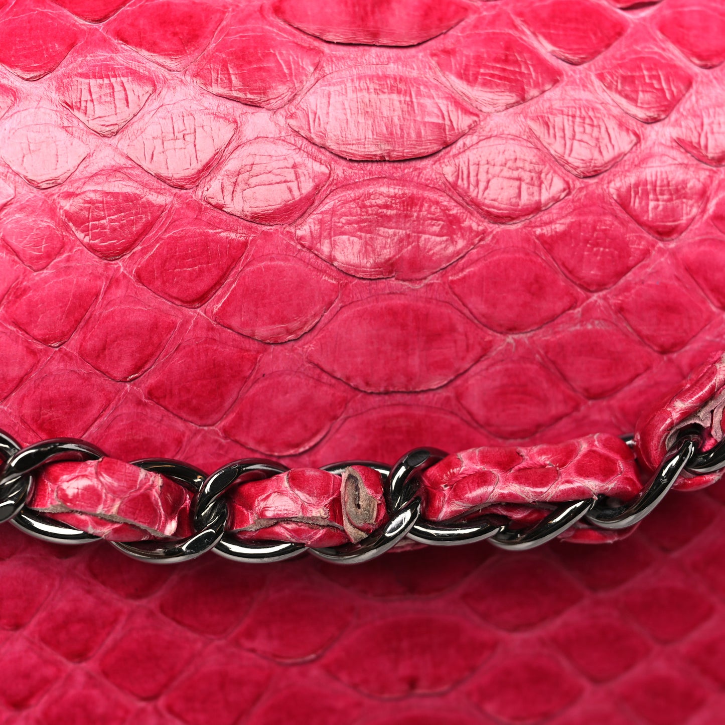 Snakeskin Medium Double Flap Pink