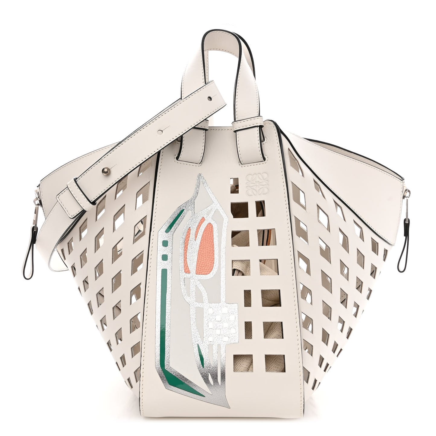Calfskin Medium Tulip Hammock Shoulder Bag White