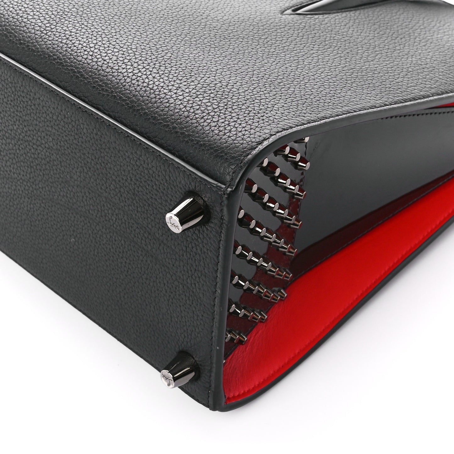 Calfskin Empire Patent Studded Medium Paloma Black