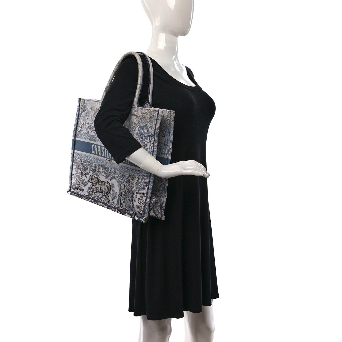Gradient Canvas Embroidered Large Dioriviera Toile De Jouy Book Tote Grey
