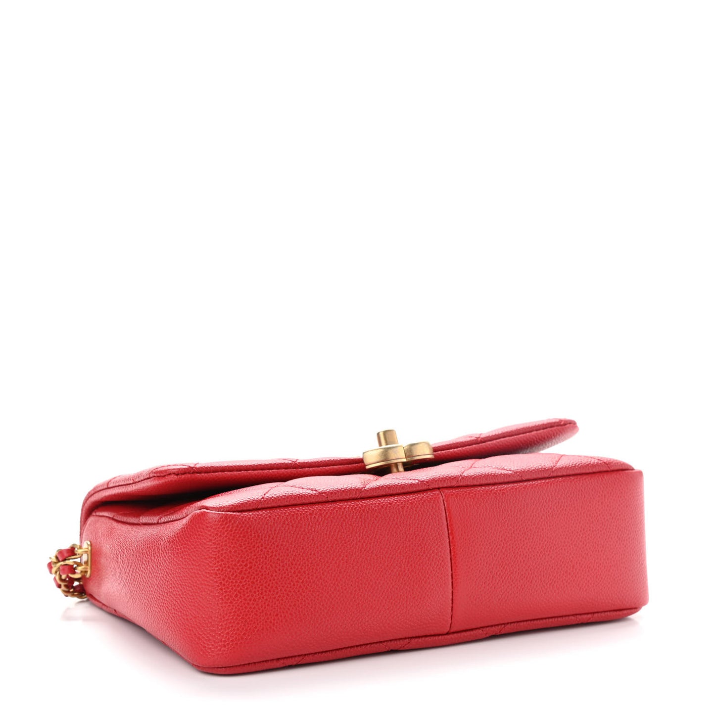 Shiny Caviar Quilted Small Chain Melody Flap Red