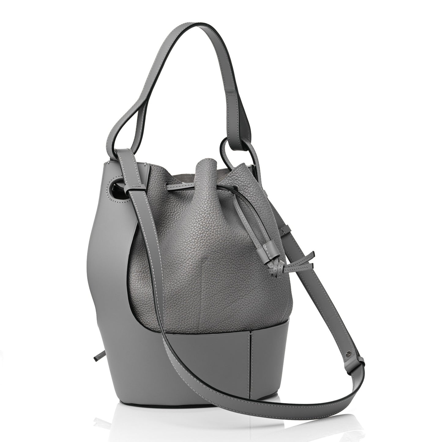 Calfskin Medium Balloon Bucket Bag Smoke