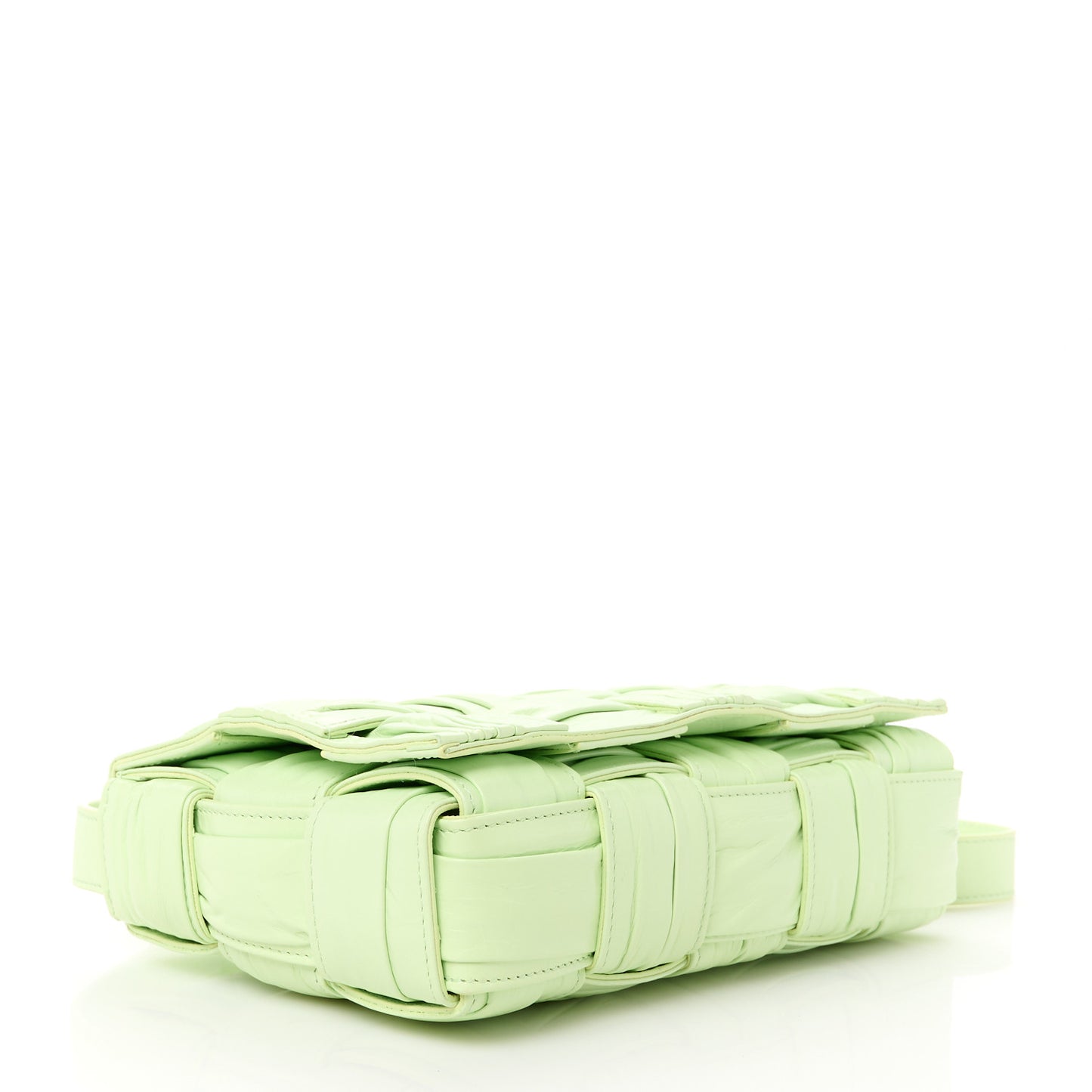 Calfskin Intreccio Plisse Cassette Crossbody Bag Fennel