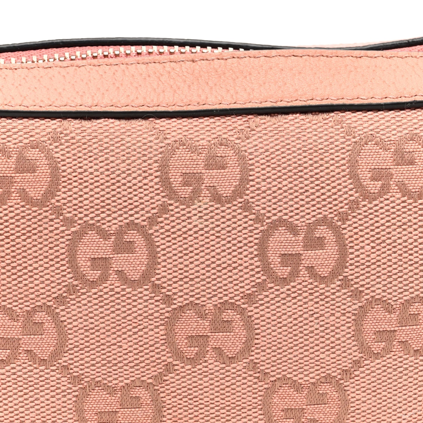 GG Supreme Monogram Textured Calfskin Web Mini Ophidia Half Moon Hobo Rose Pink
