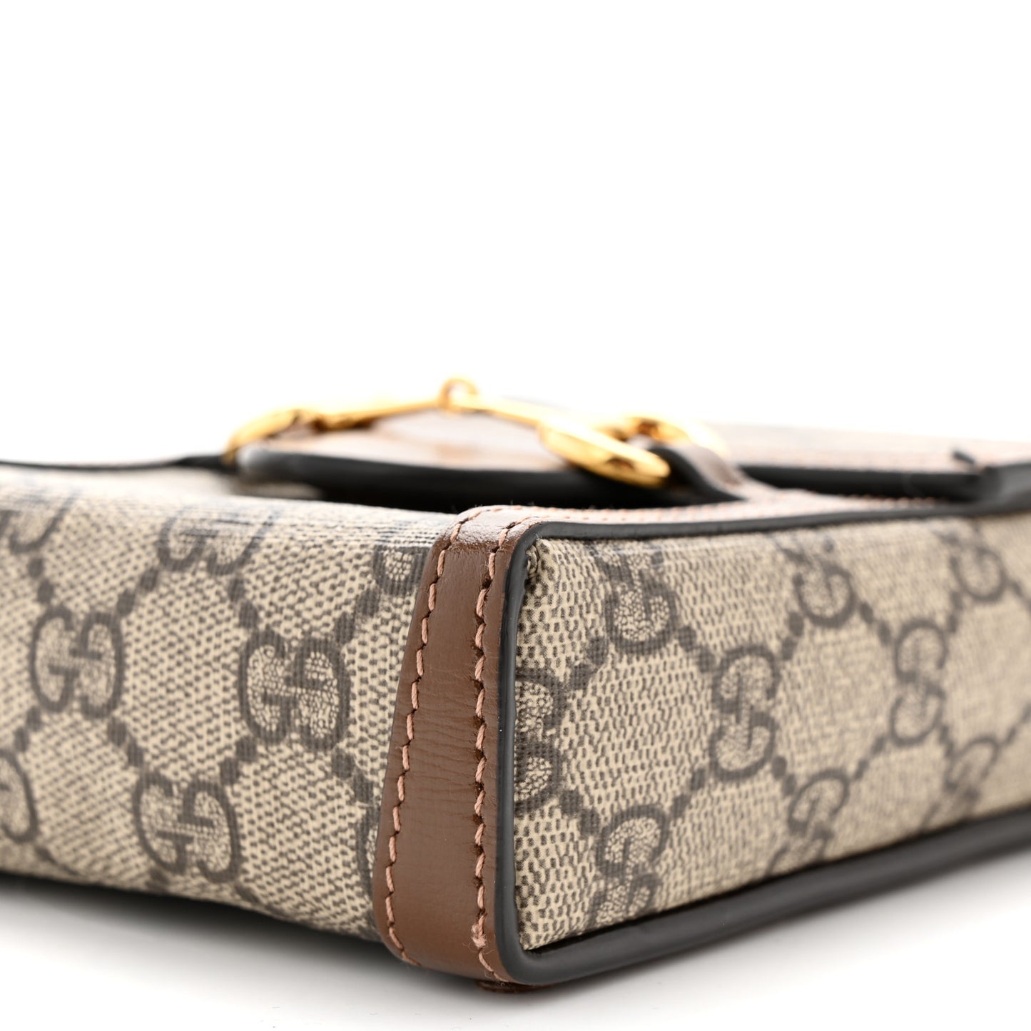 GG Supreme Monogram Mini Horsebit 1955 Crossbody Bag Beige Brown Sugar
